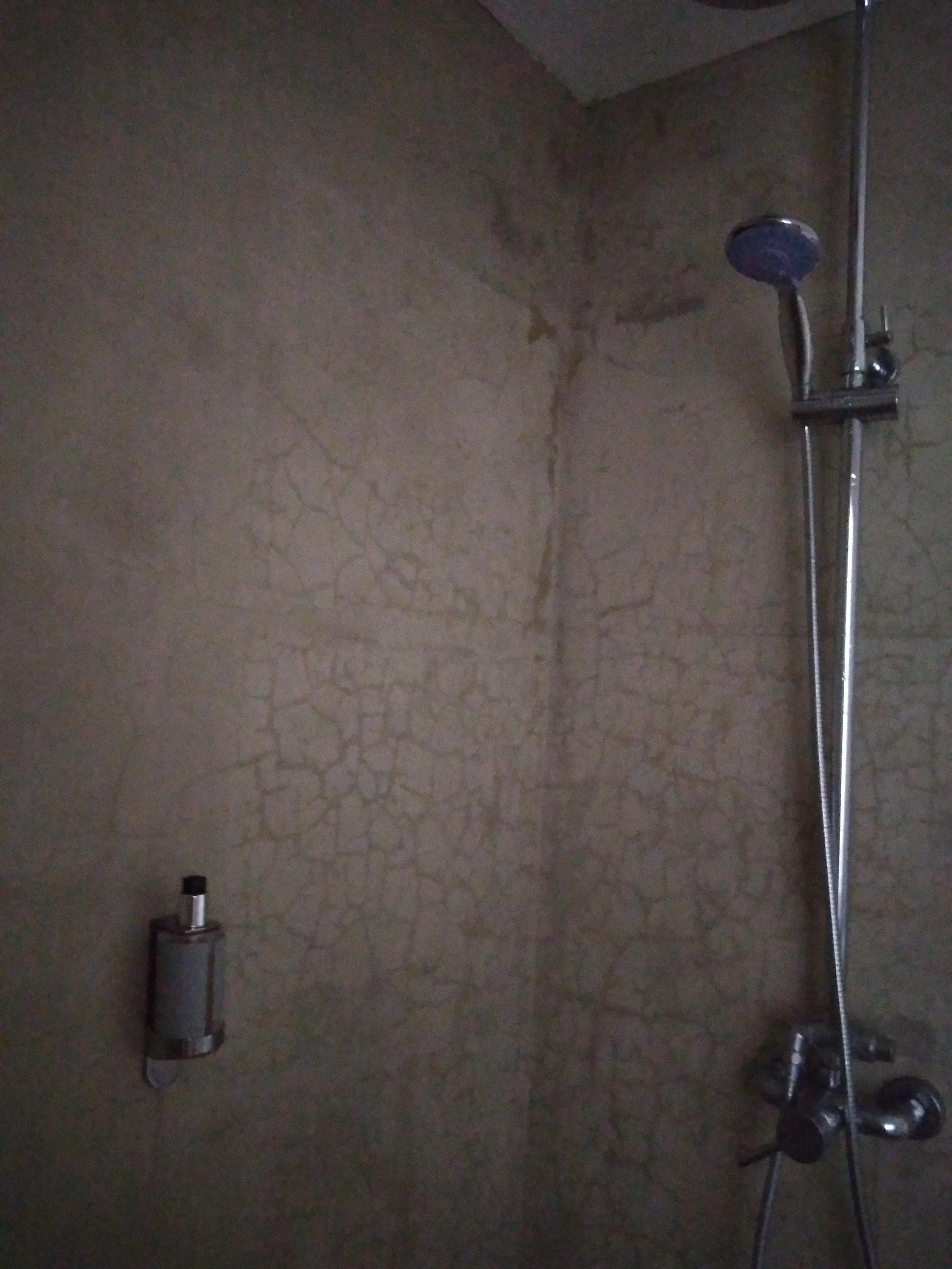 Cracked shower walls.