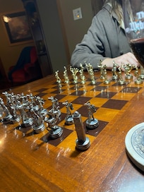 Chess with wine.