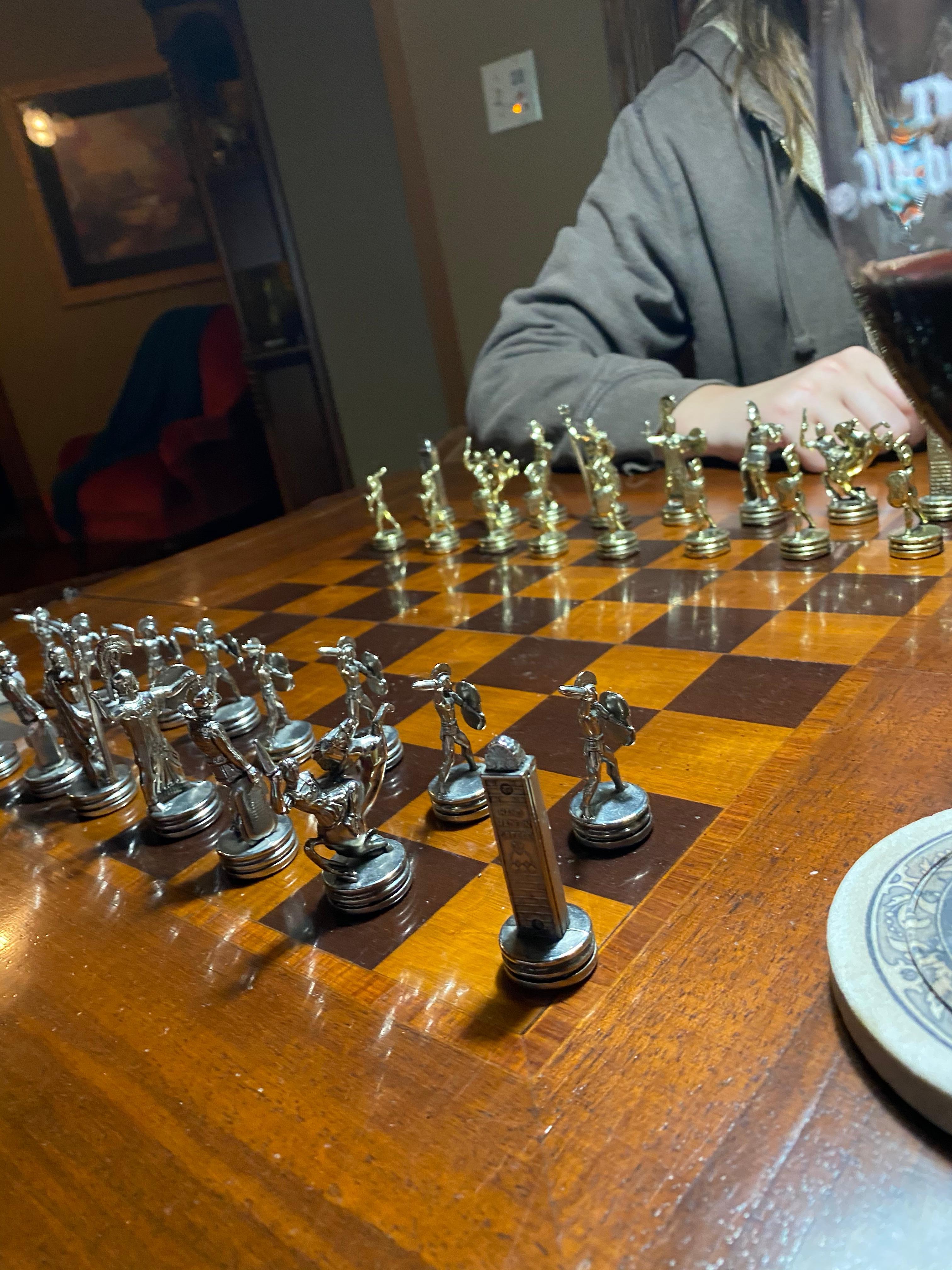 Chess with wine.