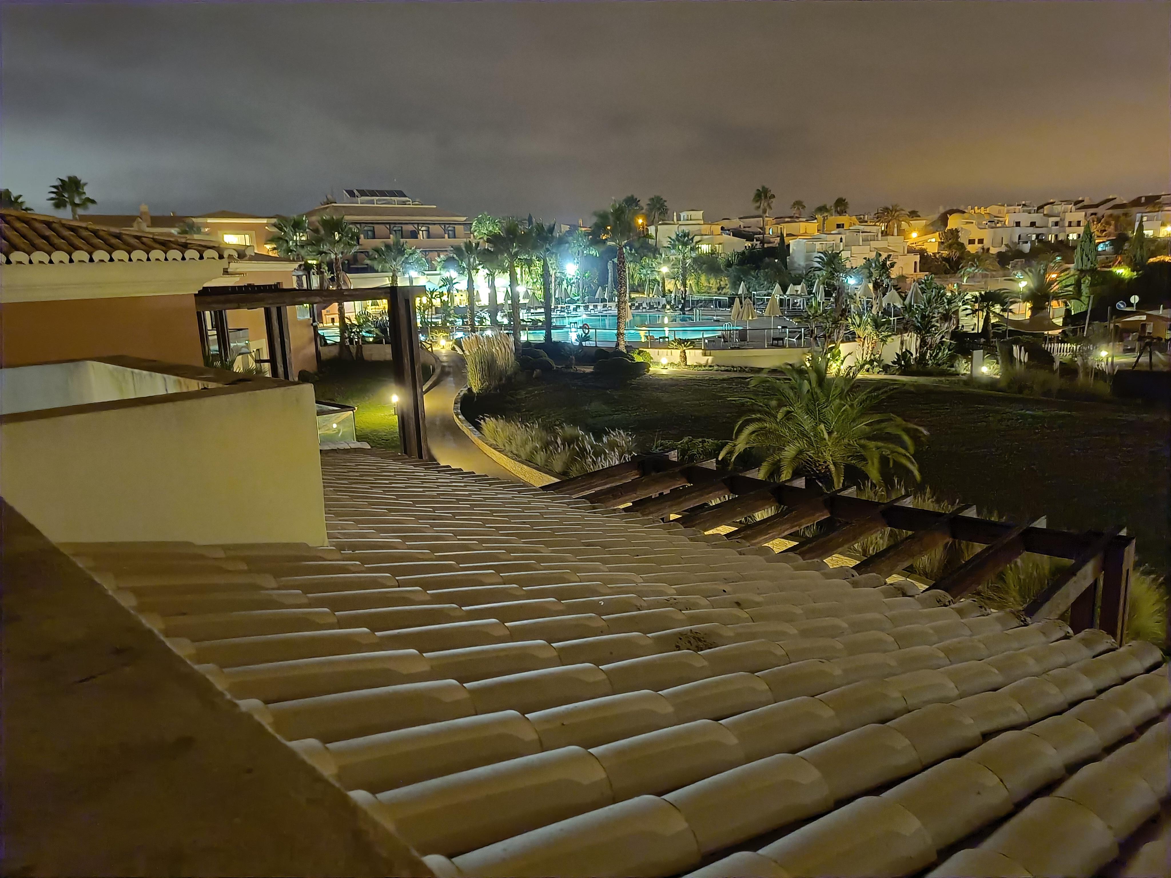 Oveview of main pool and main complex from roof top terrace.