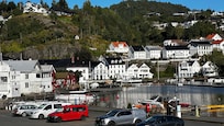 Tvedestrand village view from nearby parking lot