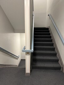 Newly carpeted stairwells