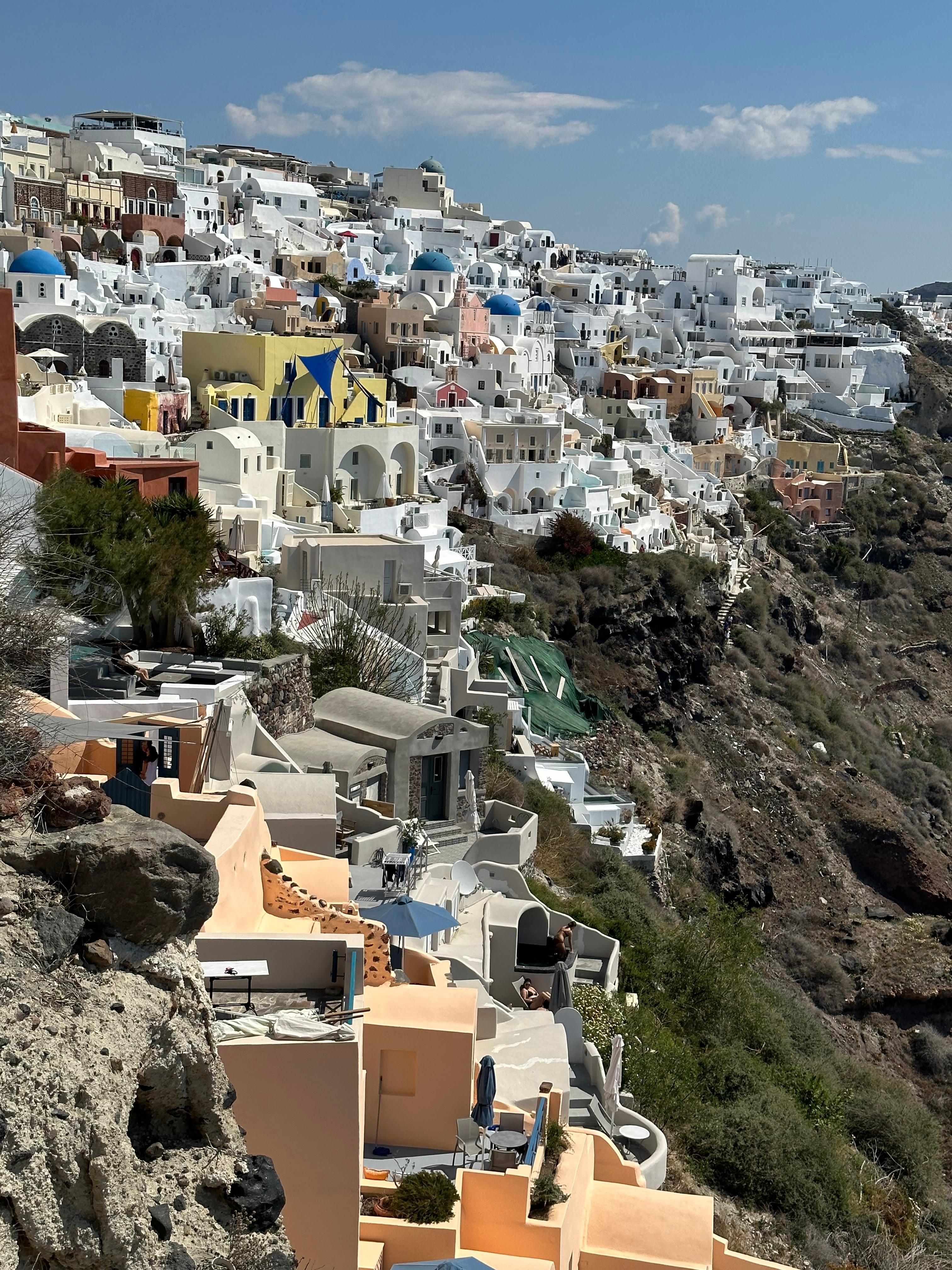 Location in Oia. The hotel is the orangish buildings. 