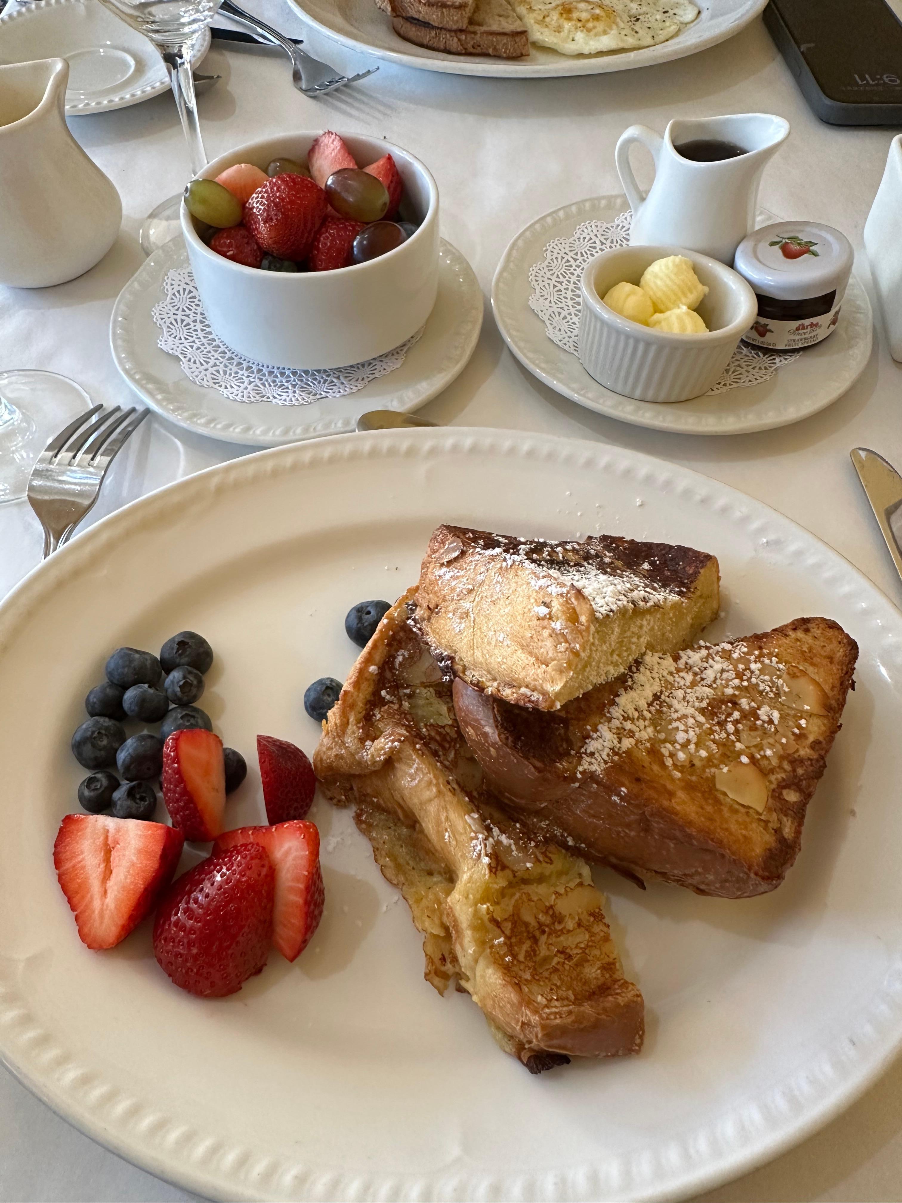 Breakfast at hotel’s restaurant. 