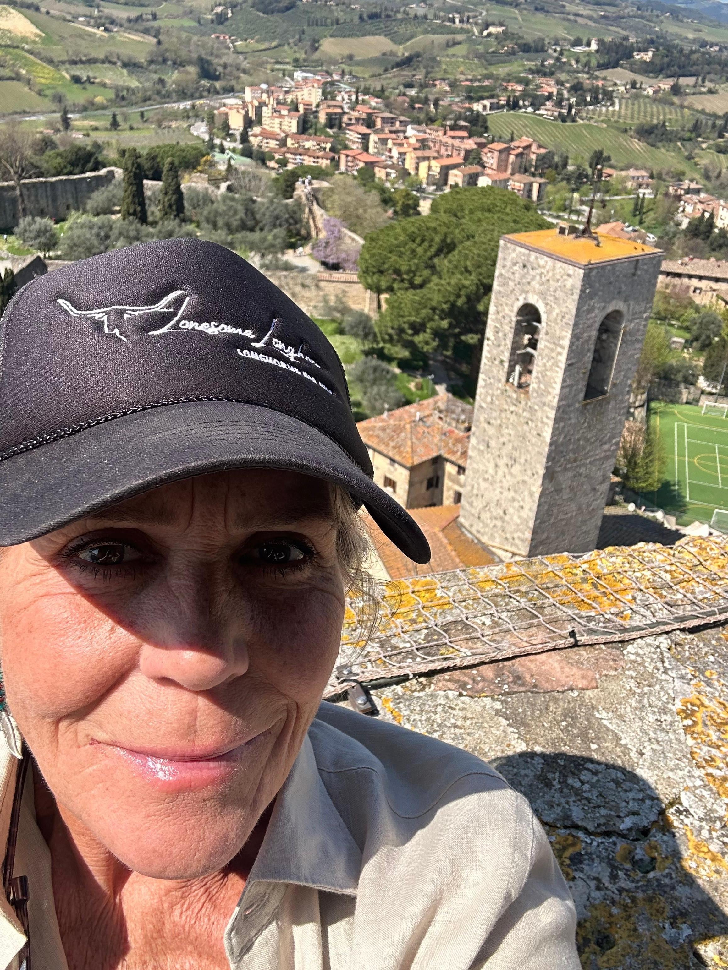 At the top of a tower 