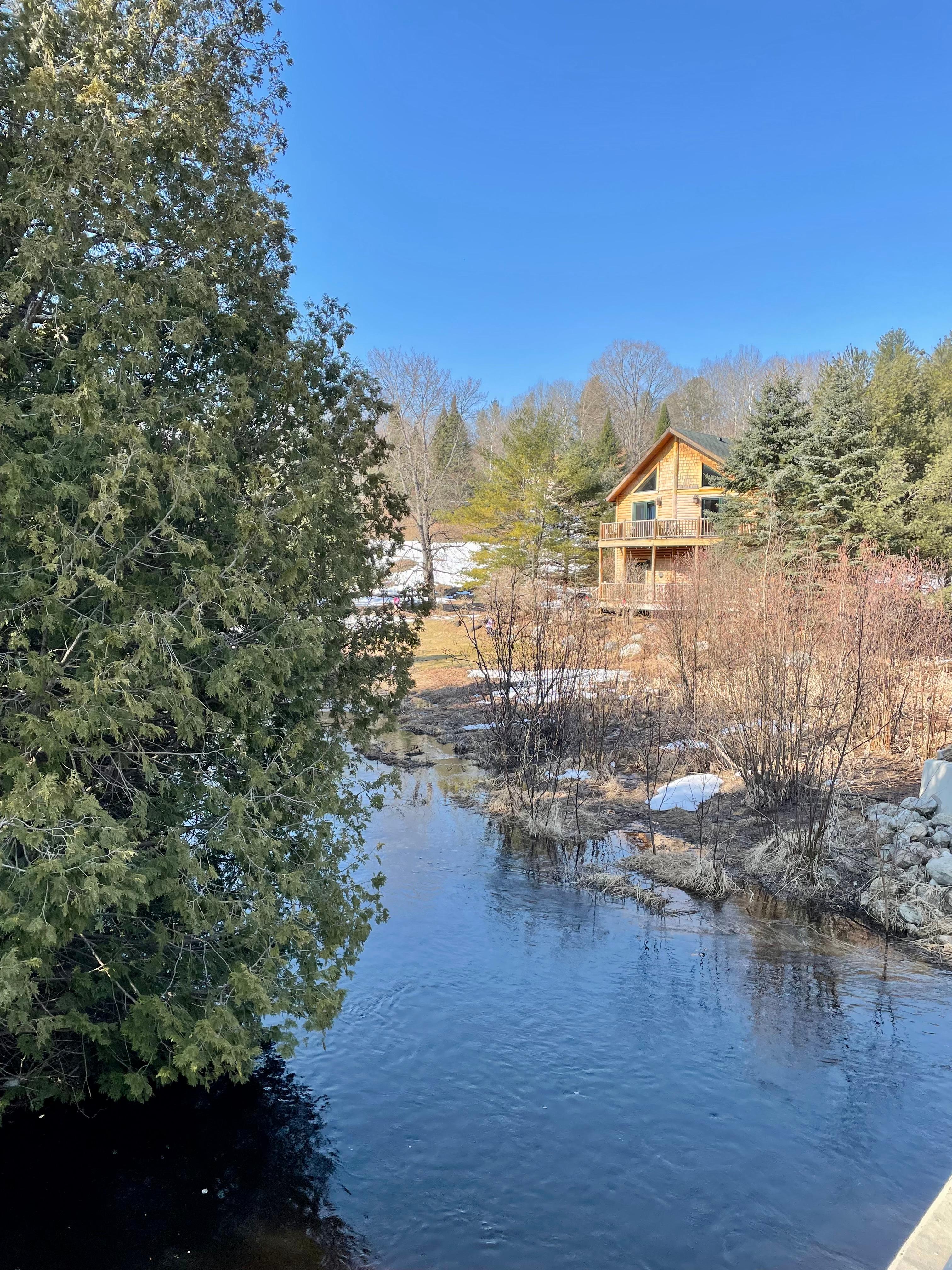 Maple River view of back of cabin