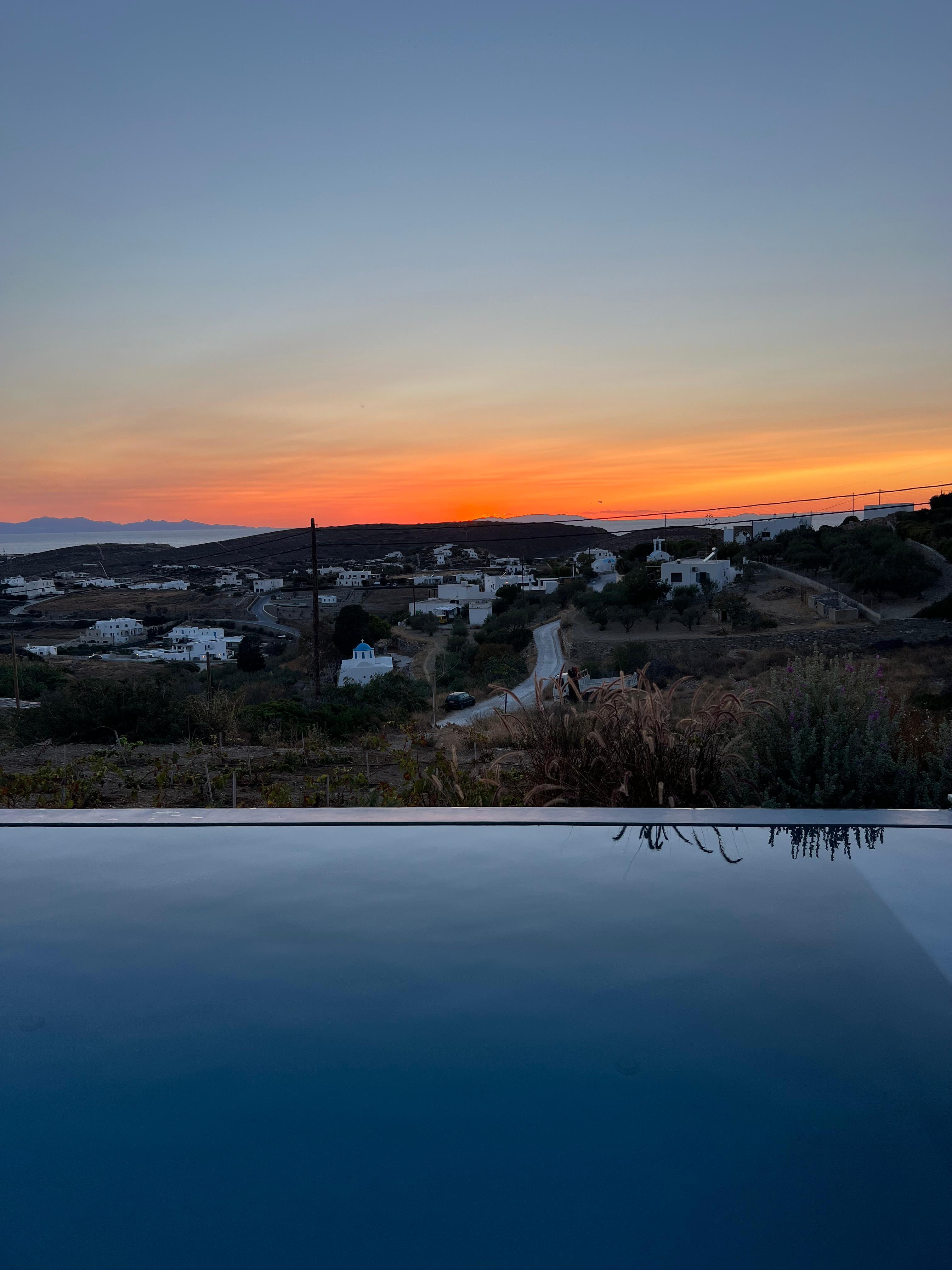 Pool view at sunset