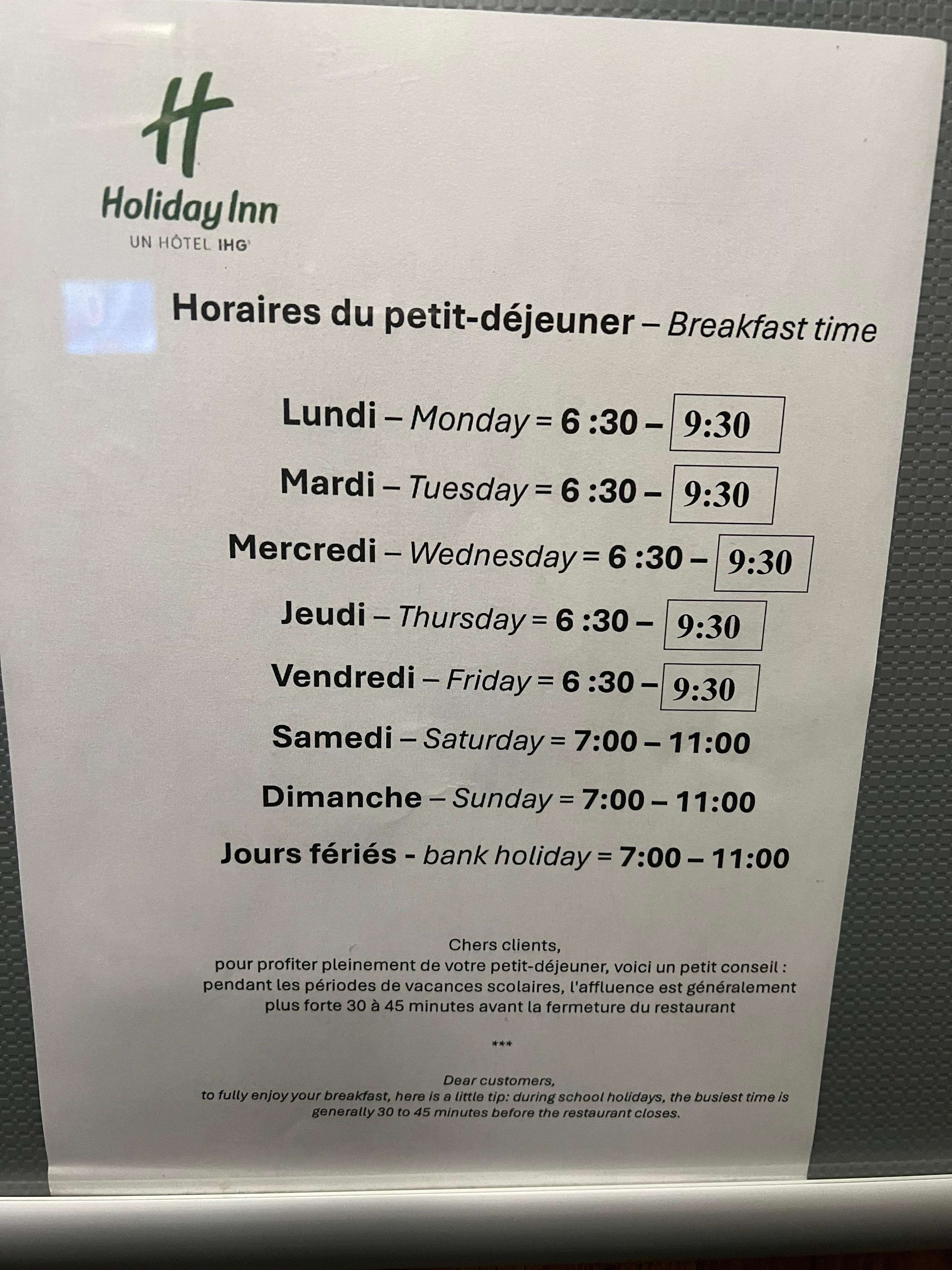 Les vrais horaires du petit-déjeuner 