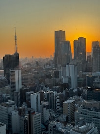 Vista do Tokyo Tower do Lobby . De noite a viata é espetacular