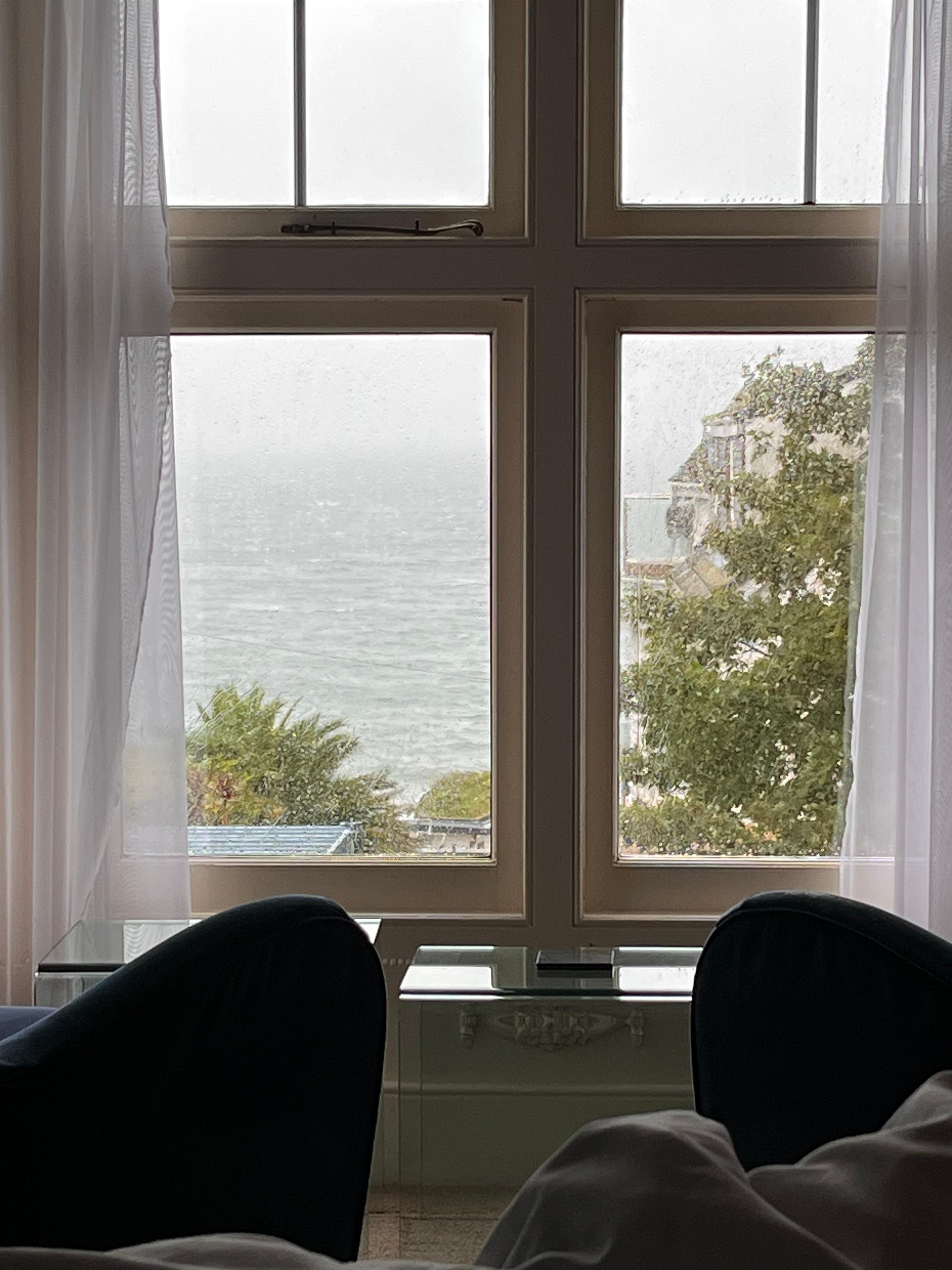 View from our bed in a wild and wet morning