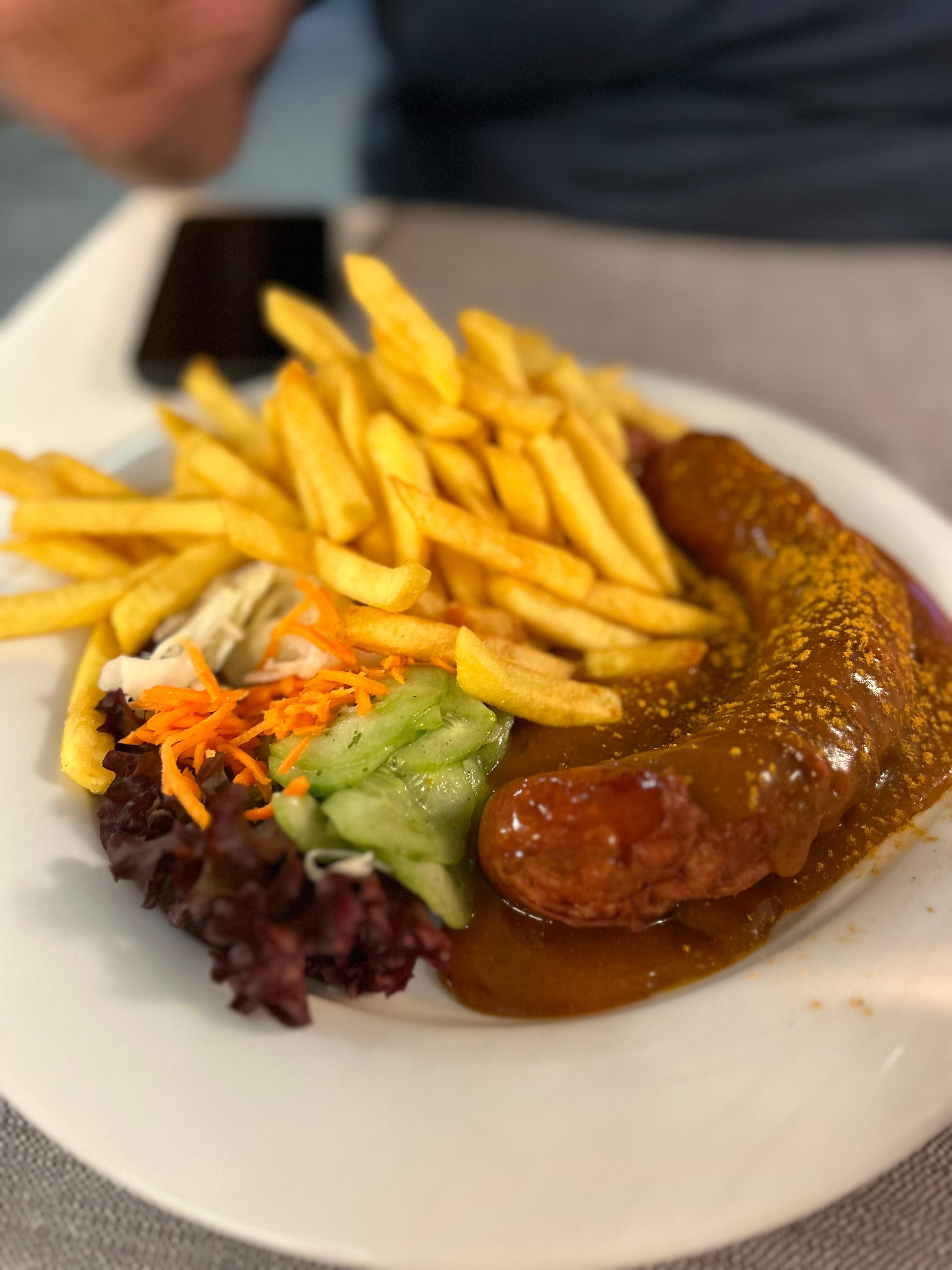 Curry Wurst at the on site restaurant 