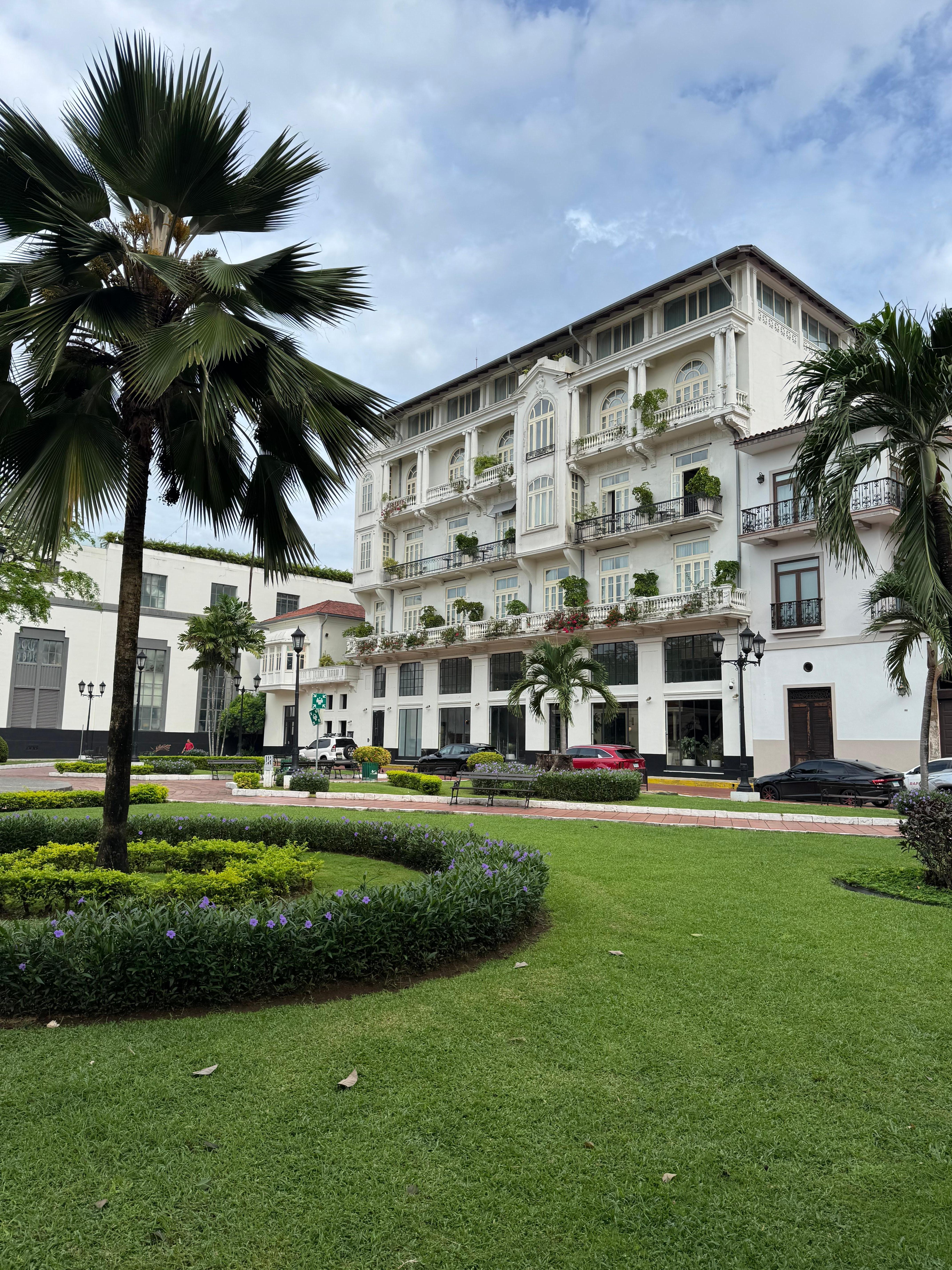 View of front of hotel from the plaza. 