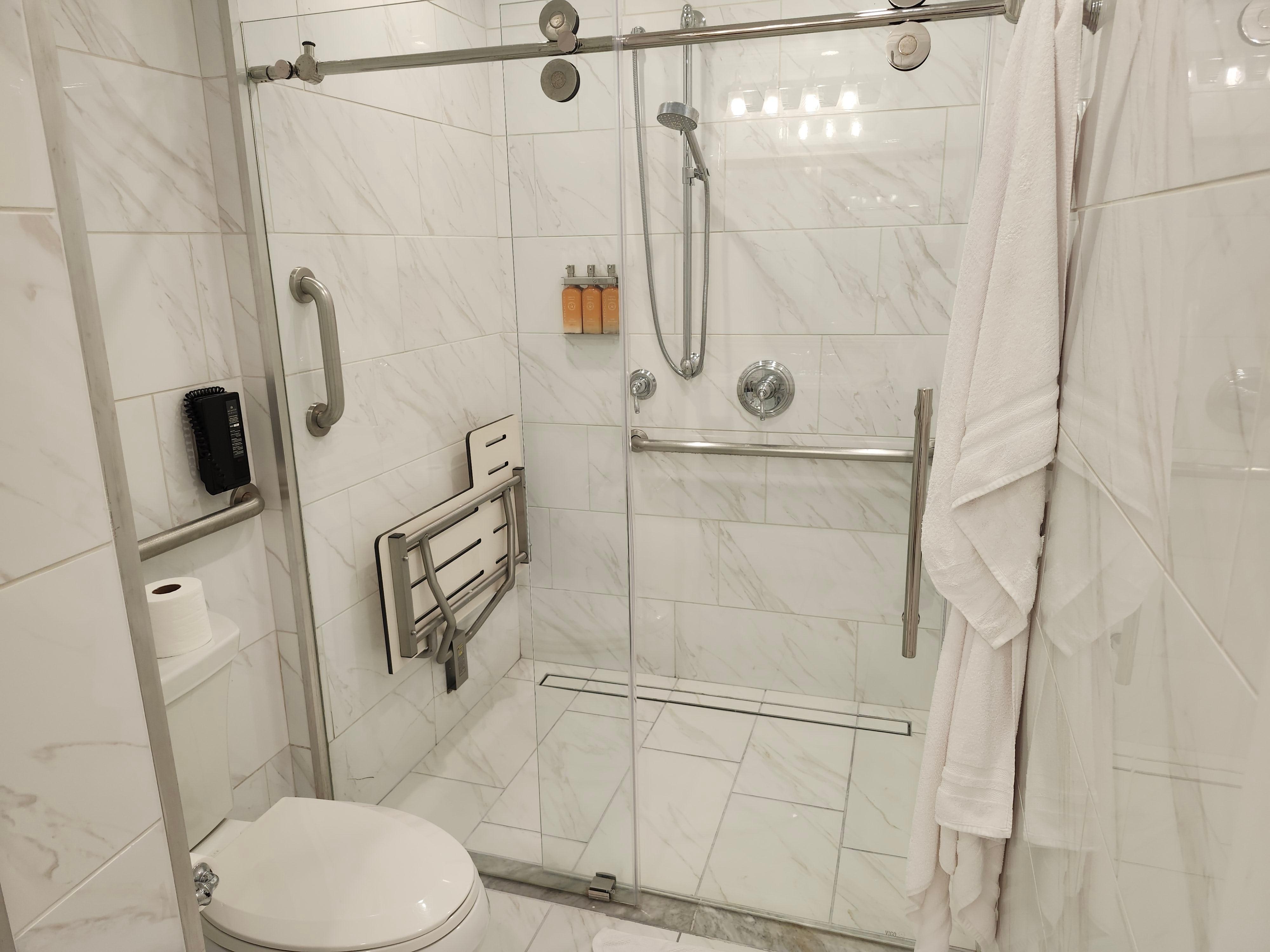 Nice walk in shower.