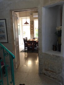 View through dining room to patio beyond