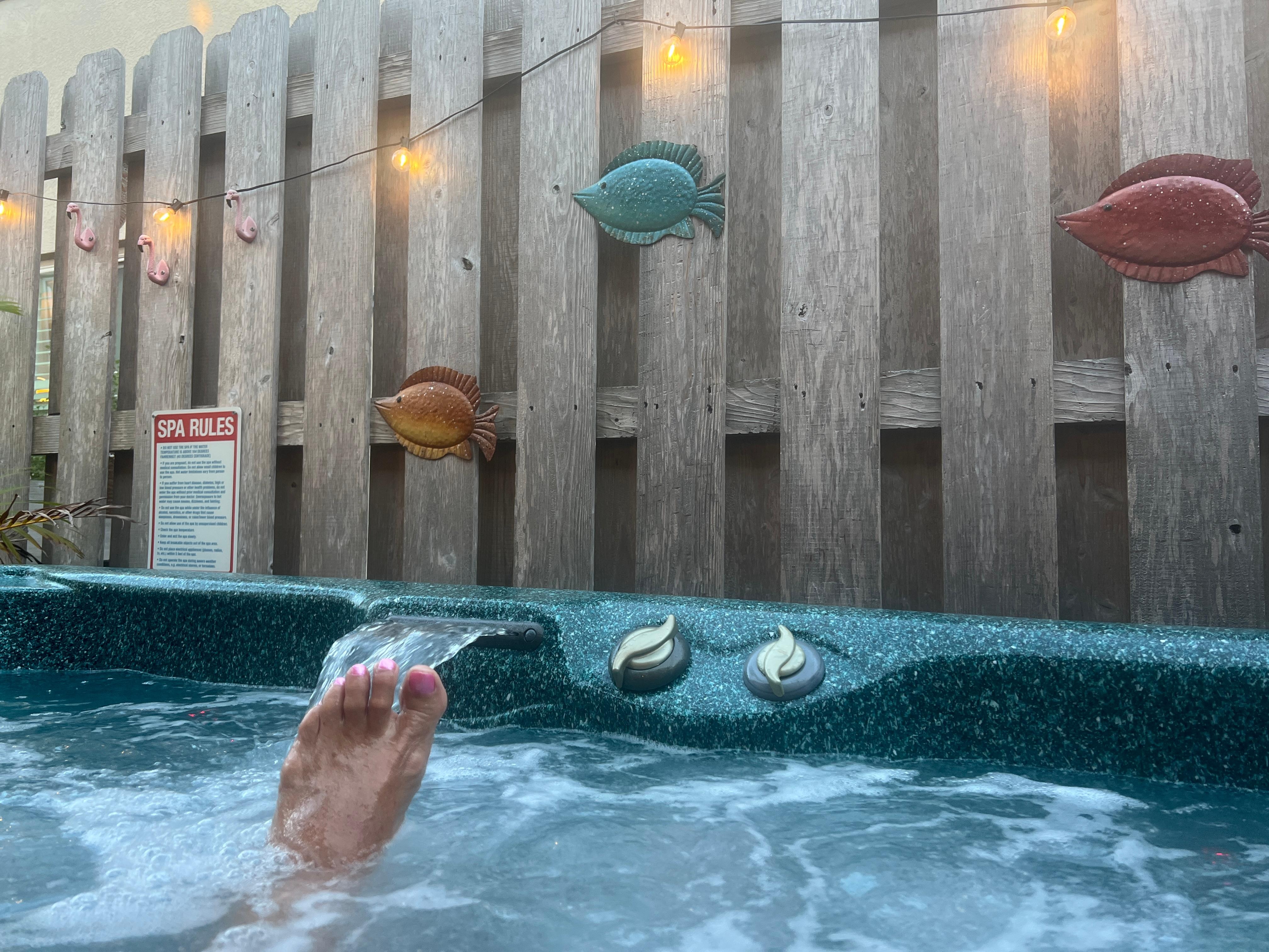 Hot tub spa was so relaxing after a day at the beach