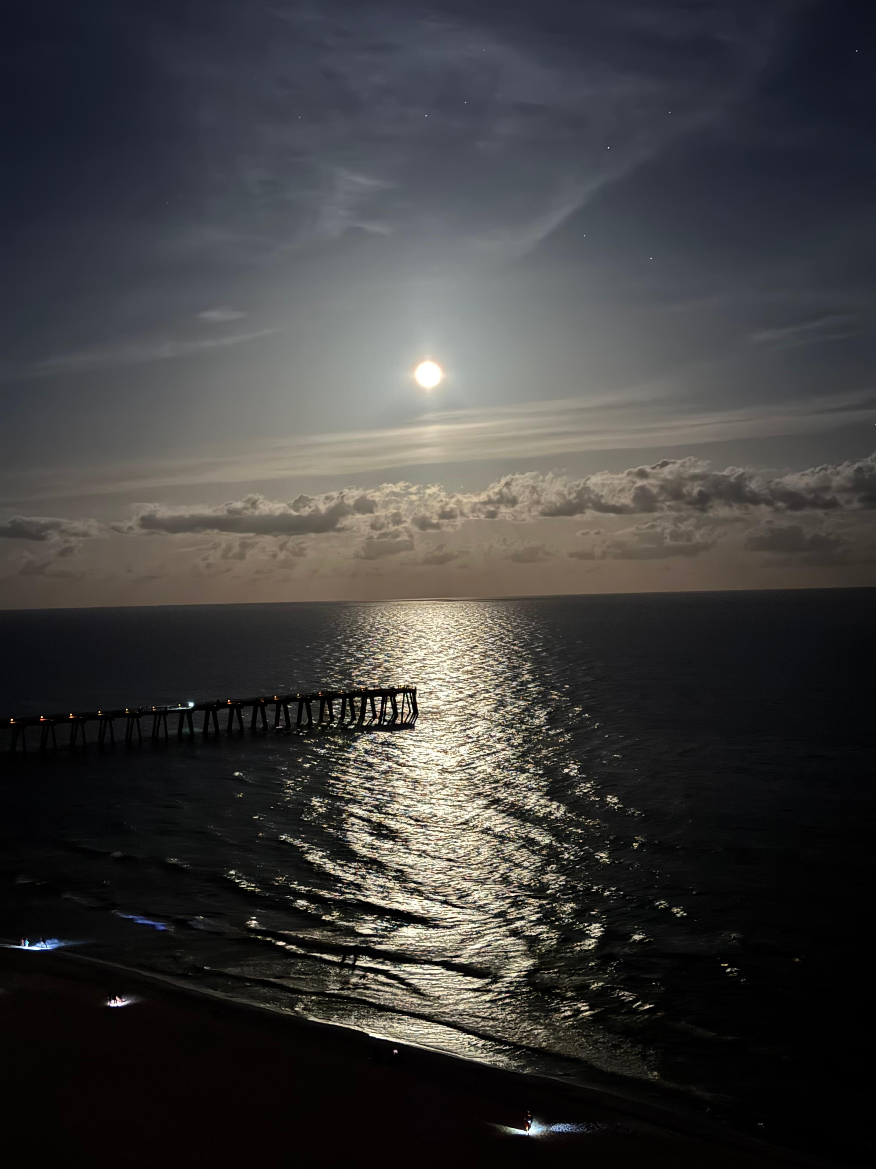 Full moon over gulf from our balcony was stunning!!