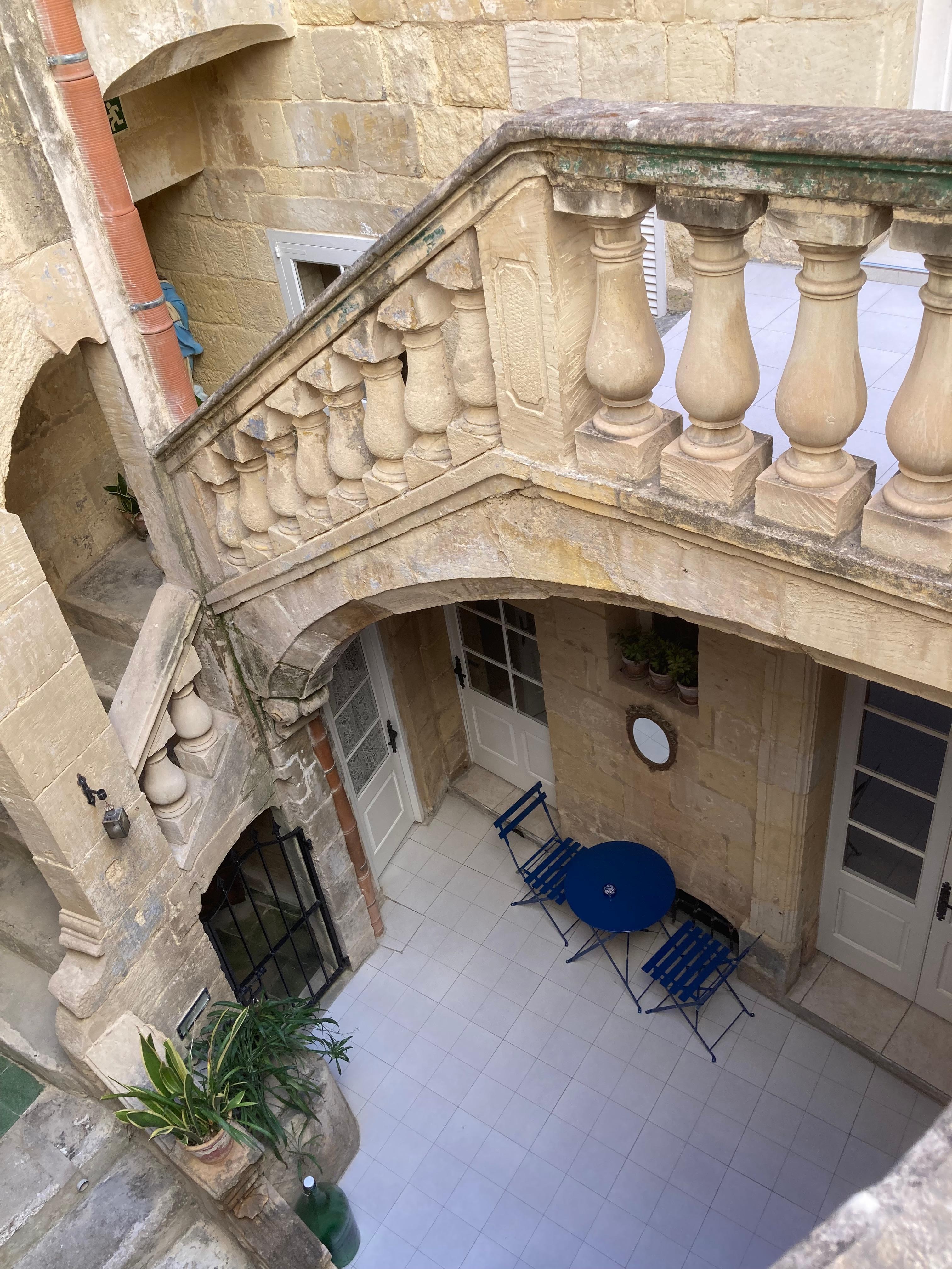 Looking down to breakfast area