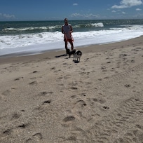The private beach is perfect for morning walks with your best friends!!