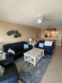 Comfy couch and chairs in the living room