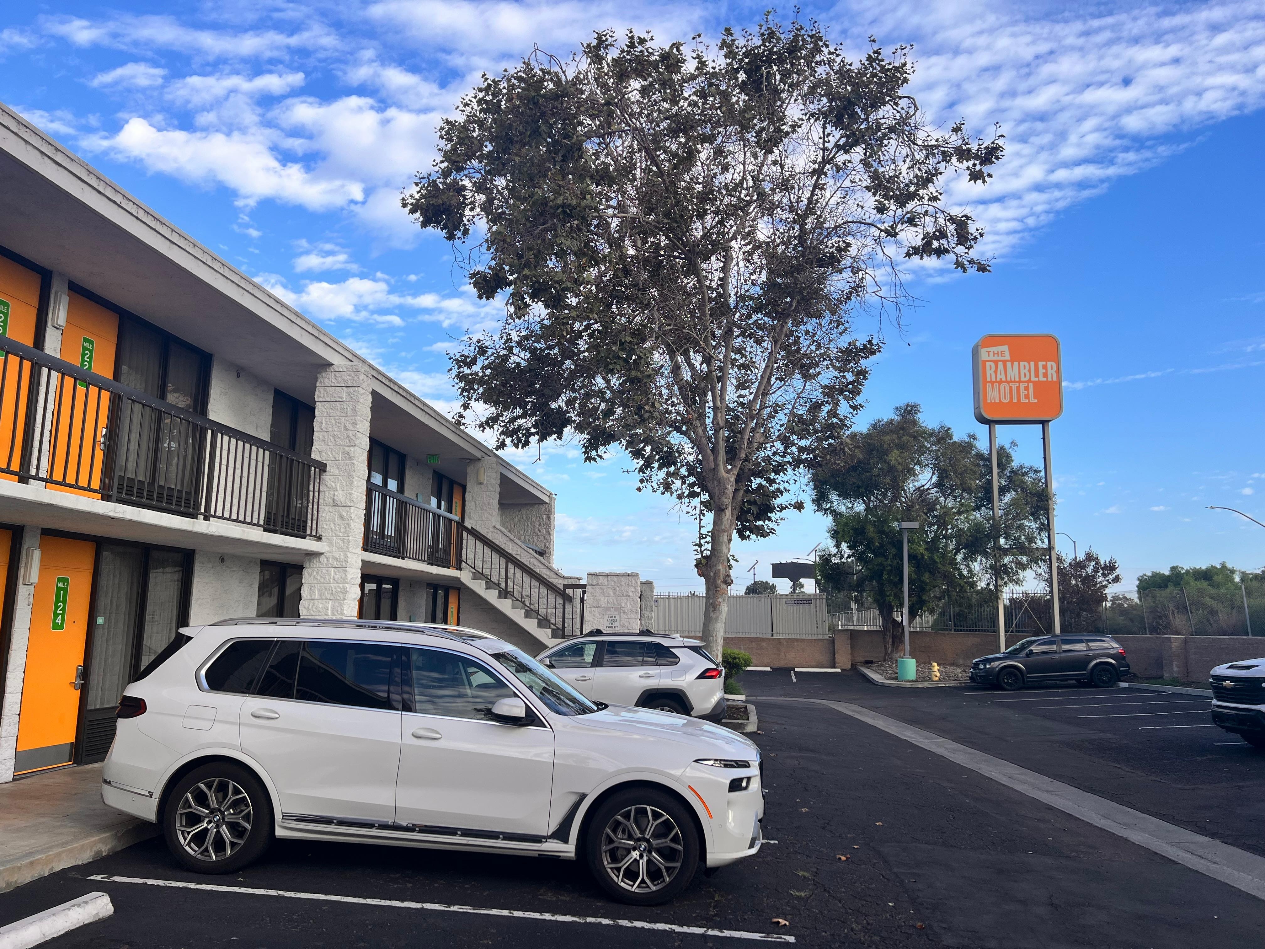 From the parking. We stayed at the back building this time