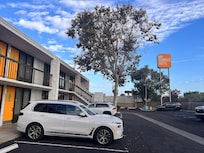 From the parking. We stayed at the back building this time