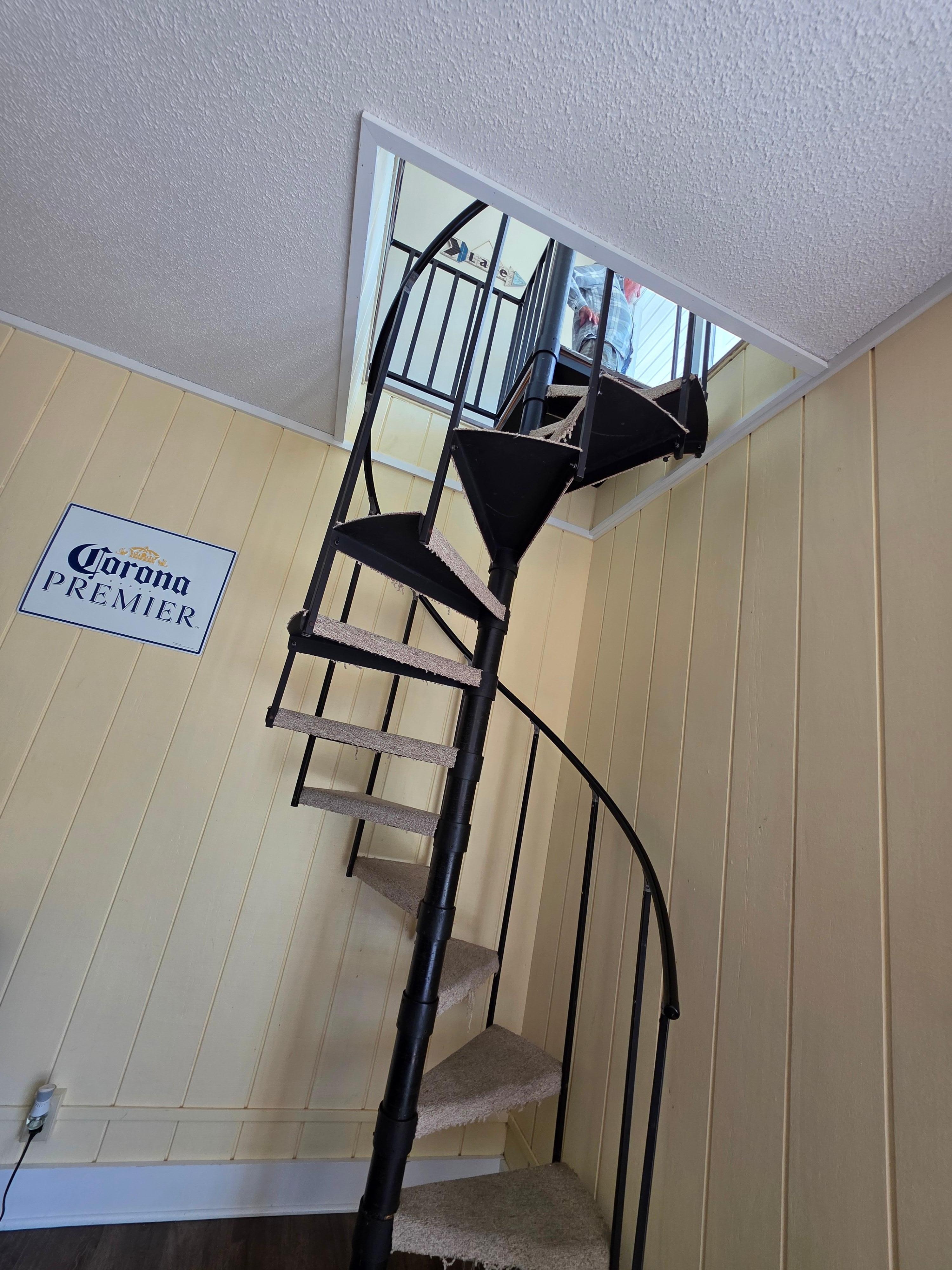 Stairwell to the game room; similar set on other side of house to 2 lower bedrooms & full bath.  Very sturdy!