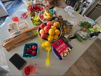 So much food we brought - great kitchen space!