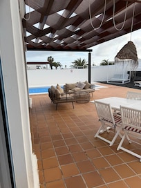 Outside offering both shade and relaxation