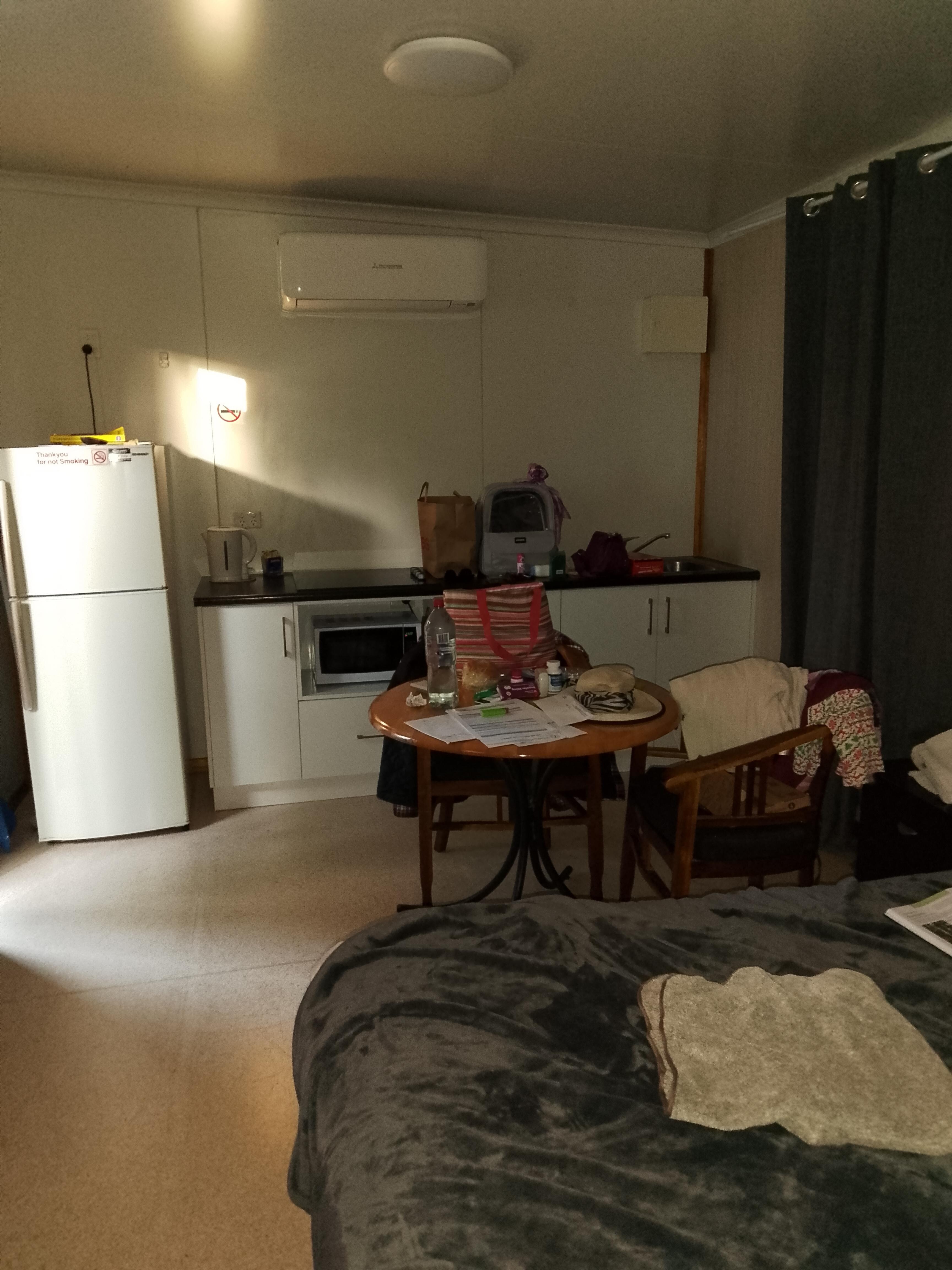 Nice size fridge air conditioner was nice and fresh and clean 