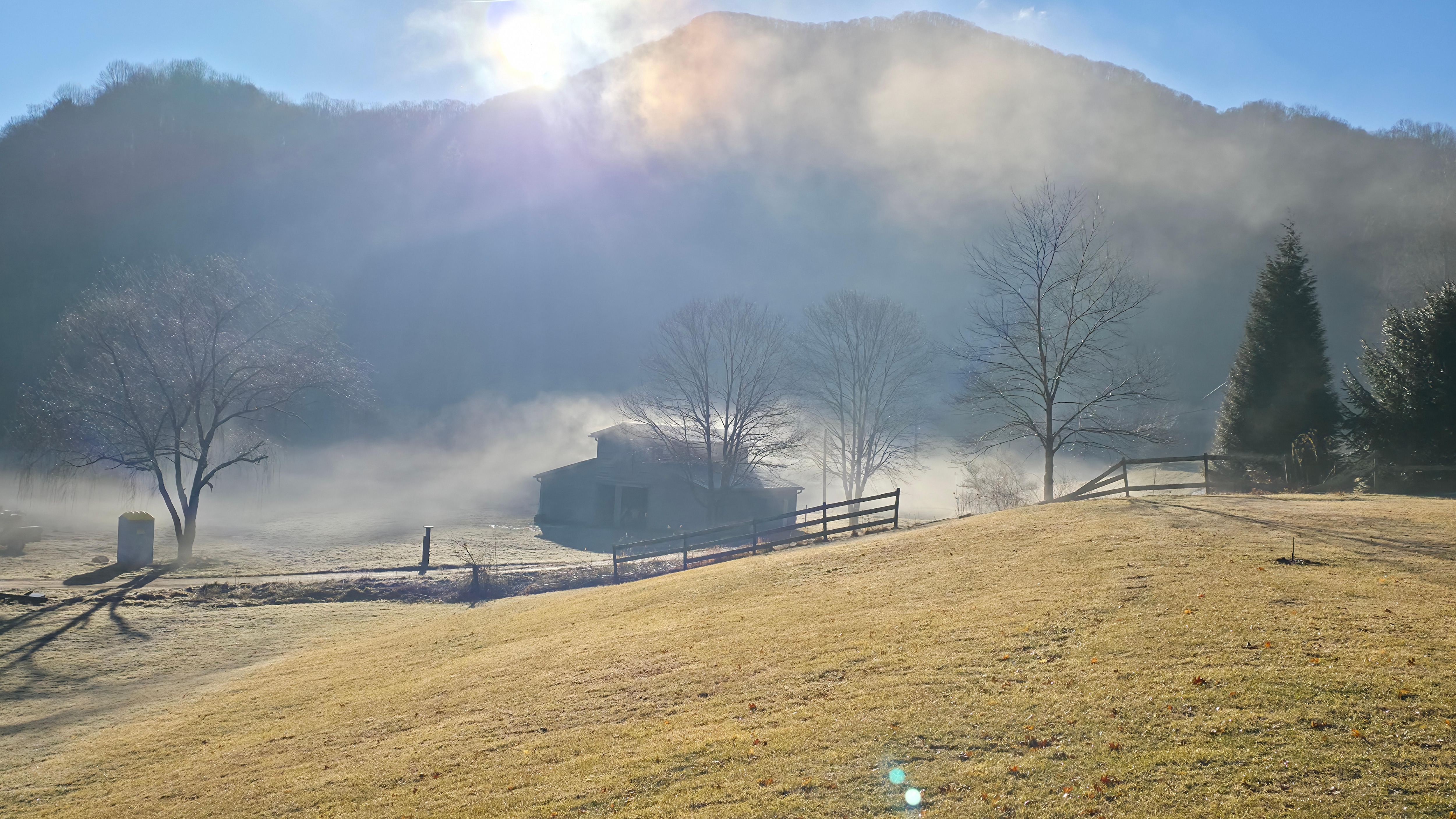 Morning sunrise warming the chill