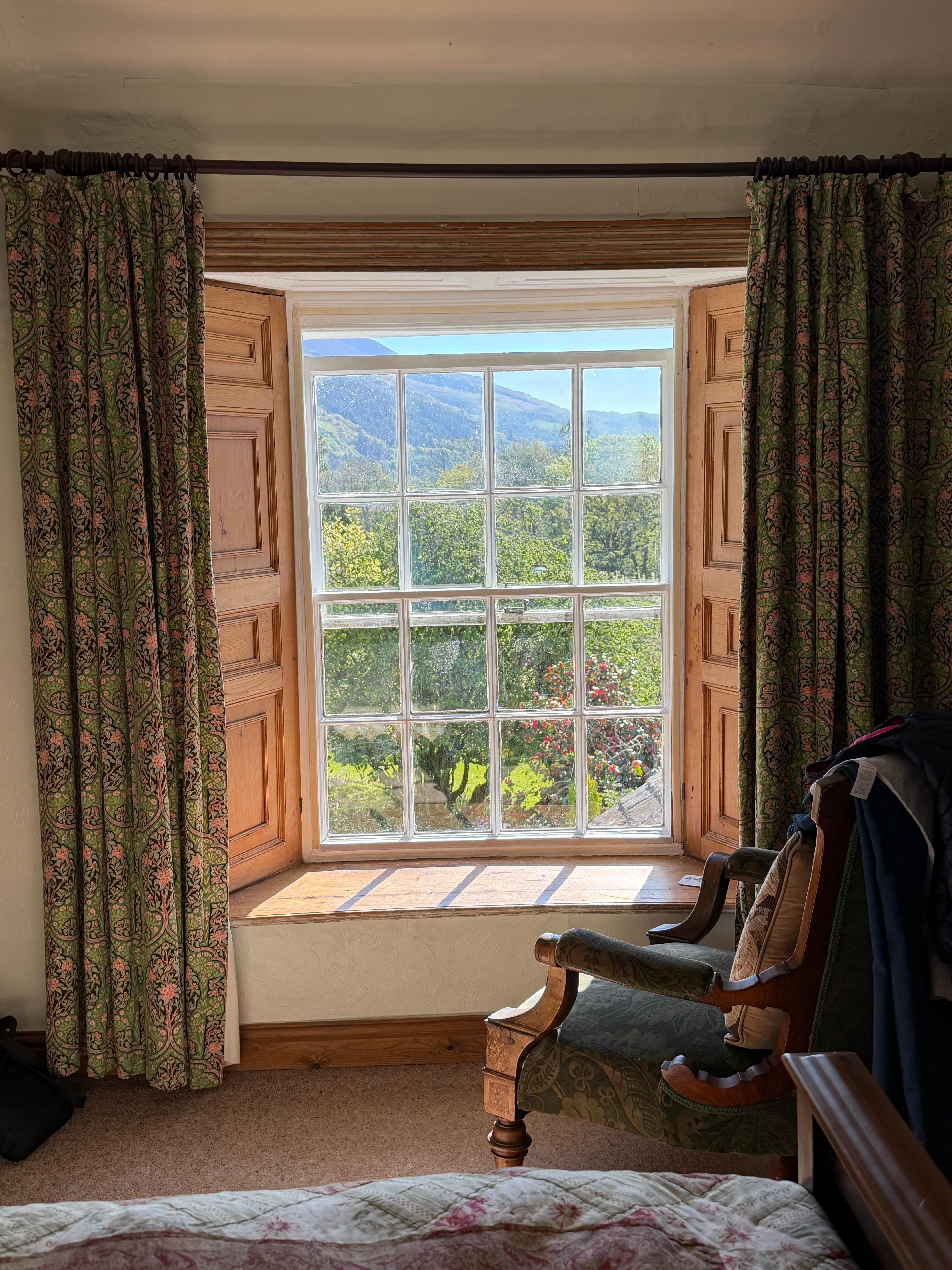 Stunning views of  the gardens and Skiddaw, from the bedroom.