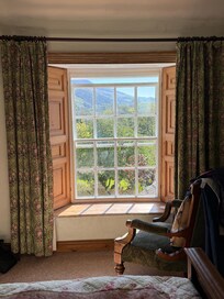Stunning views of the gardens and Skiddaw, from the bedroom.