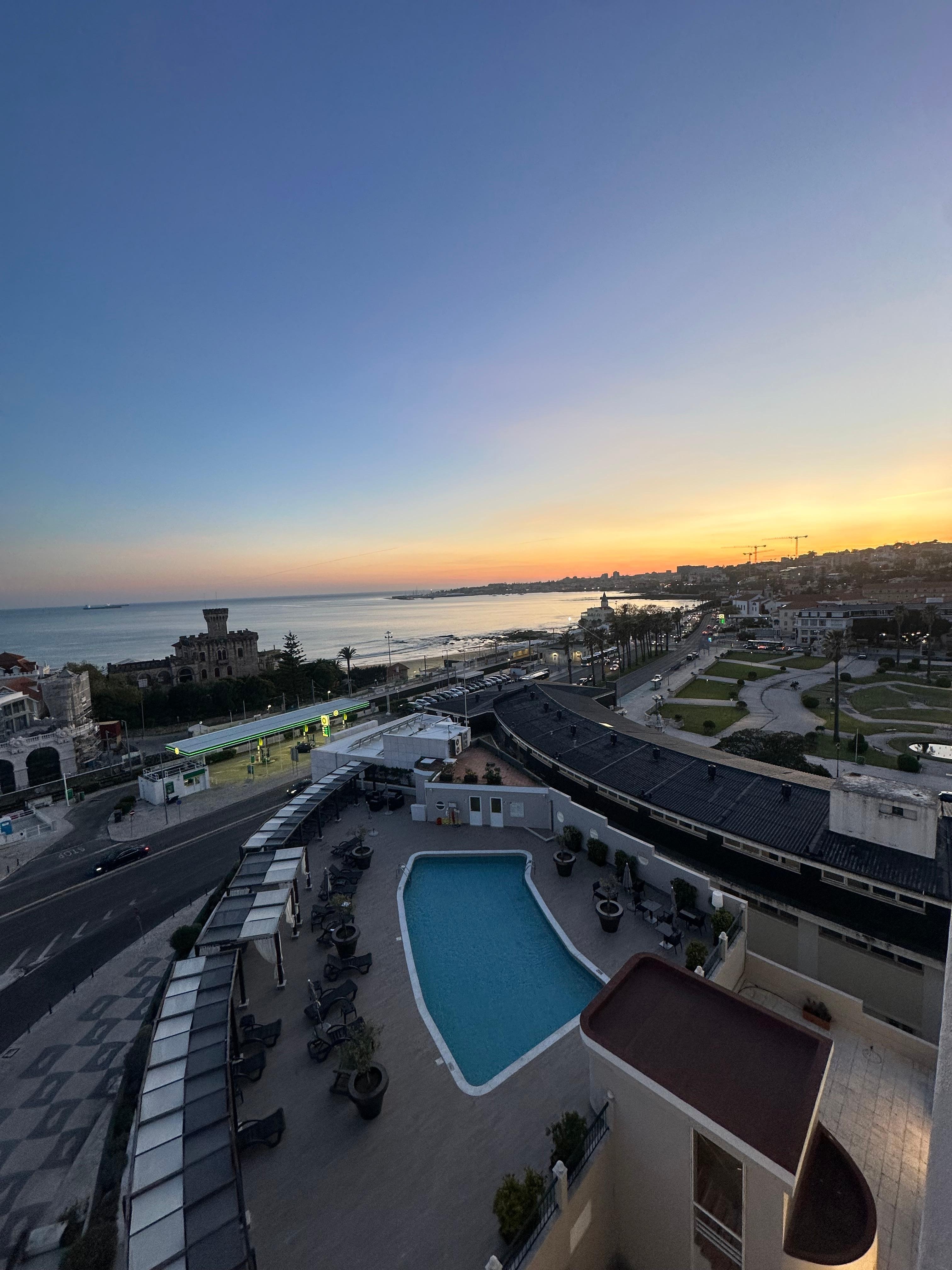 Balcony view at sunset. 