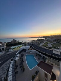 Balcony view at sunset.