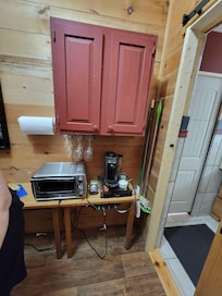 Part of the kitchenette area. There is also a half fridge, microwave, hot plate, and a fancy Nespresso maker that my sister LOVED.