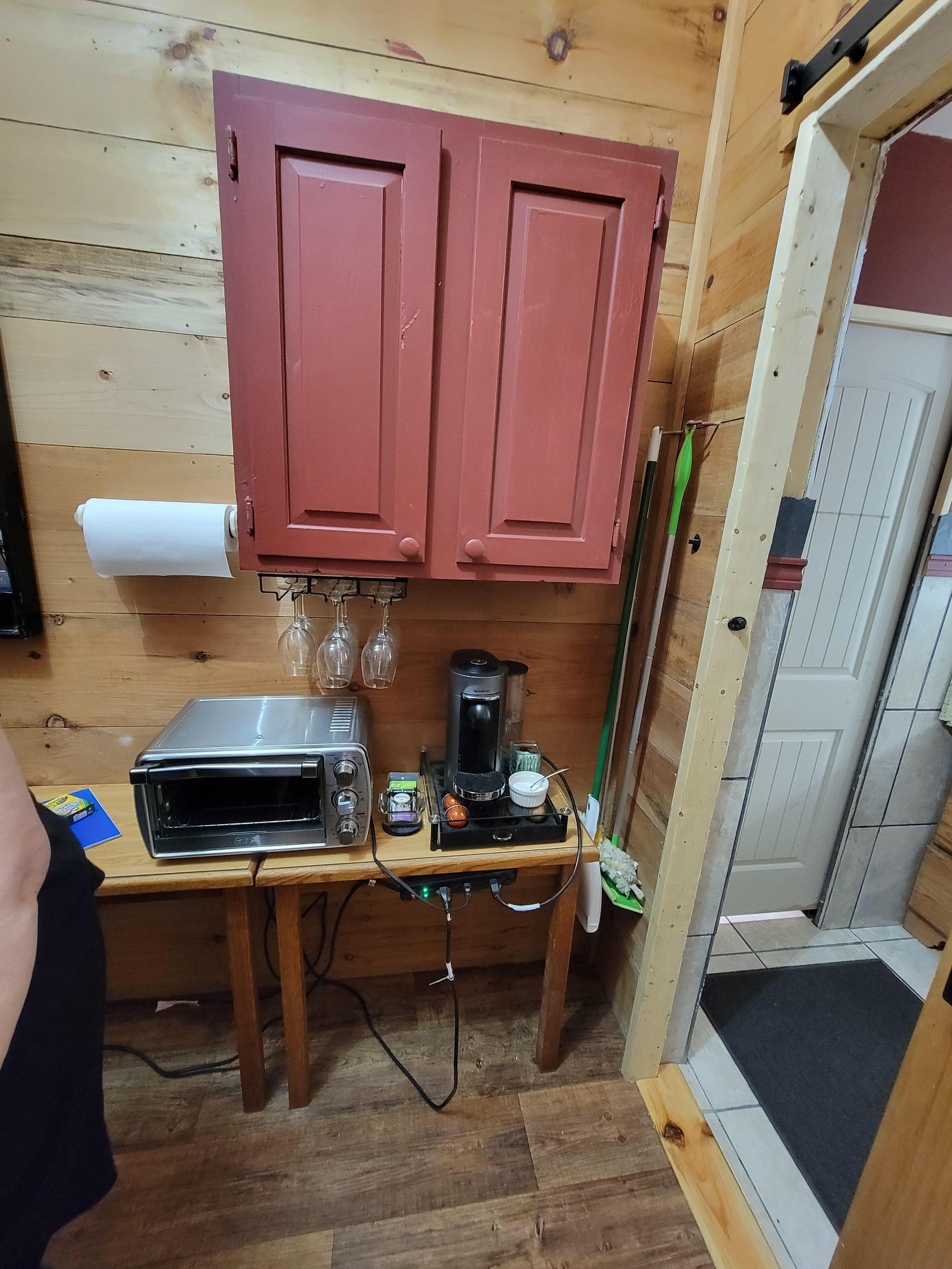 Part of the kitchenette area. There is also a half fridge, microwave, hot plate, and a fancy Nespresso maker that my sister LOVED. 