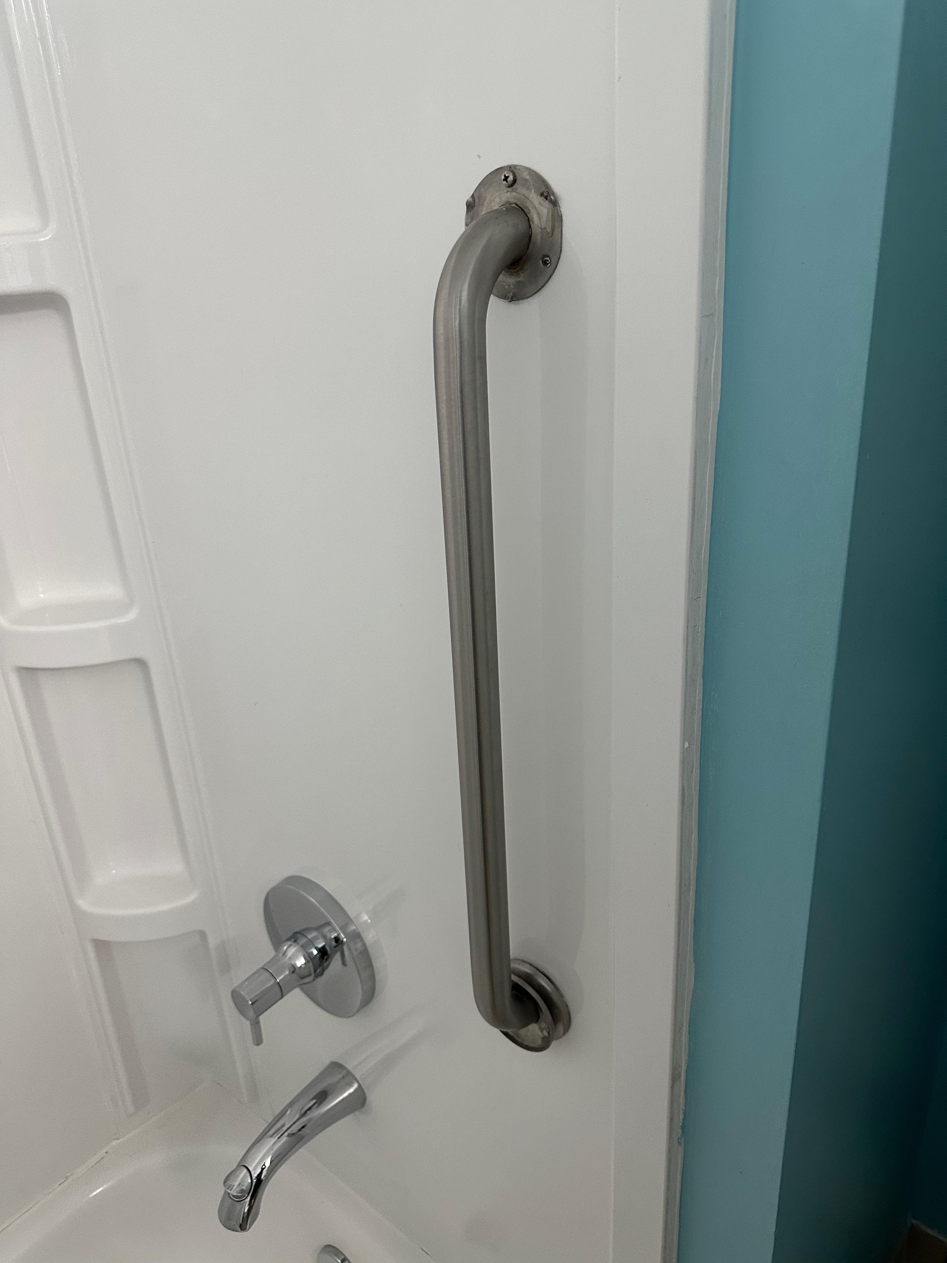 Destroyed shower no exhaust fan in bath room causing mold to grow. 