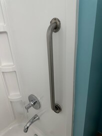 Destroyed shower no exhaust fan in bath room causing mold to grow.