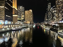 Chicago River at night, beautiful