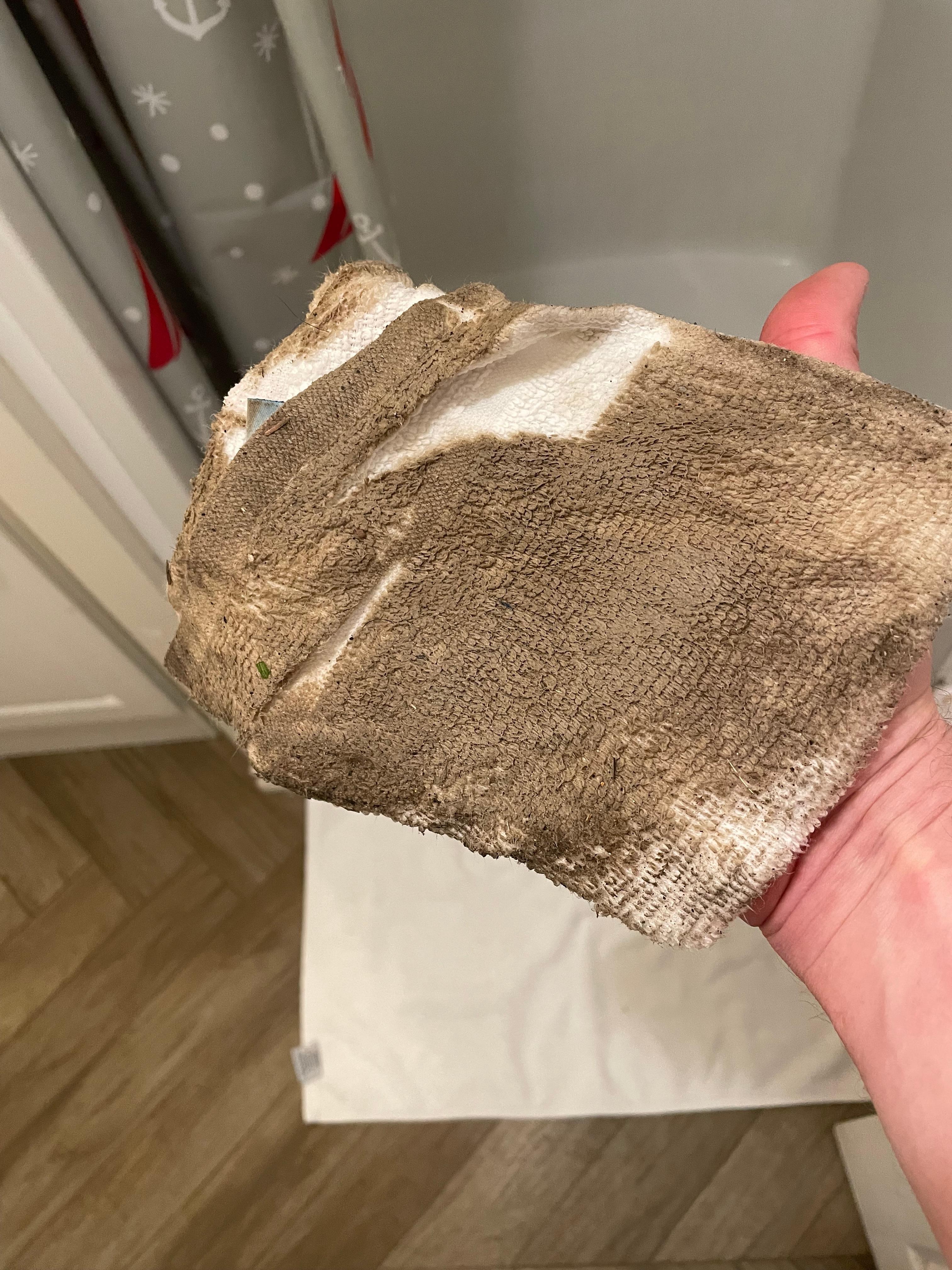 After wiping a small portion of the floor. 