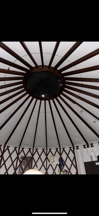 Dome window at night.