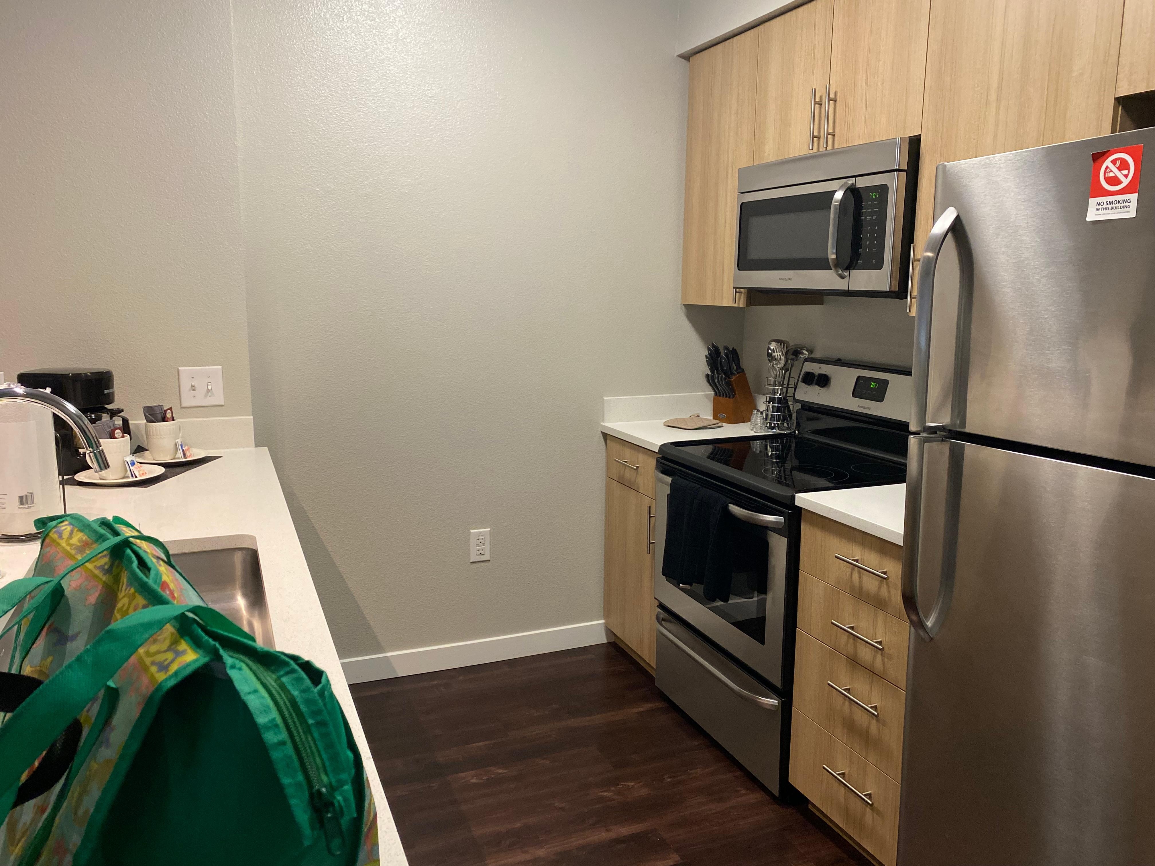 Small but complete kitchen.