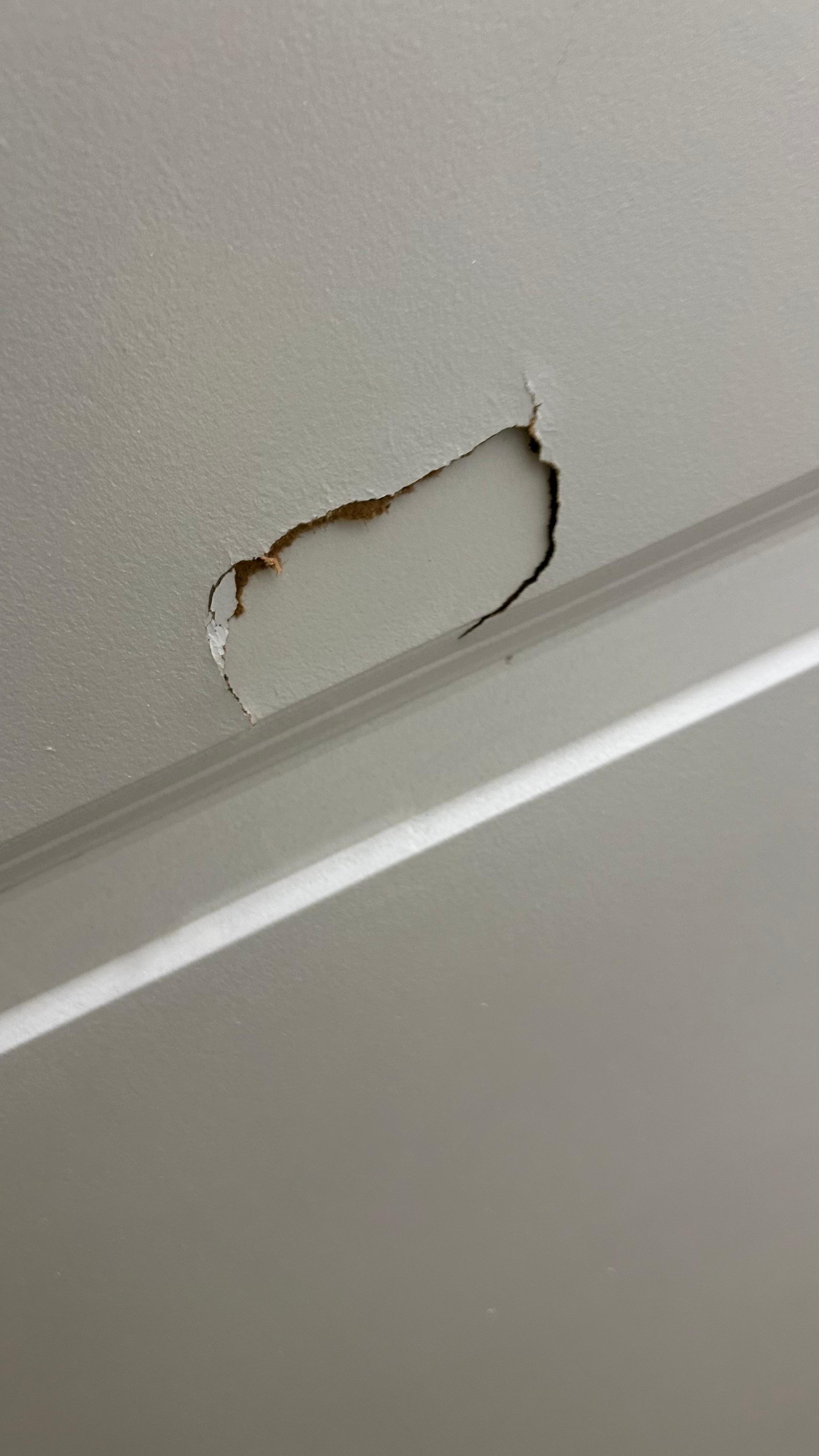 Hole from inside restroom door 