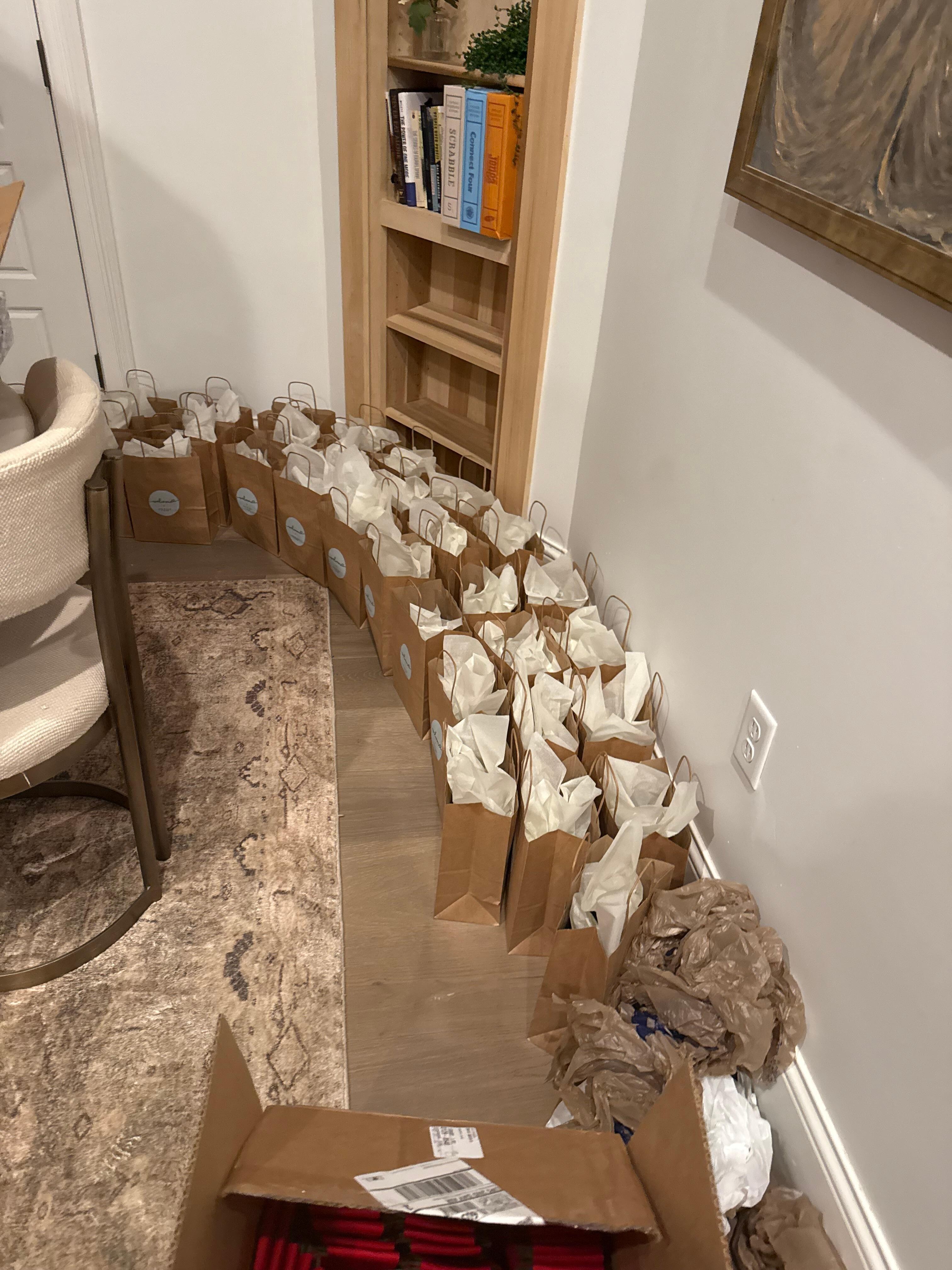 Plenty of room to assemble 200 welcome bags in the penthouse suite