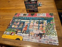 Puzzle time at the large kitchen table