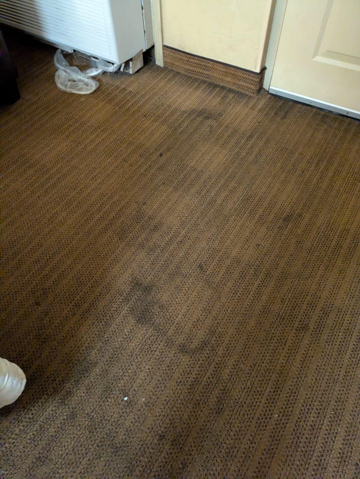 The carpet was really dirty literally it was dirt