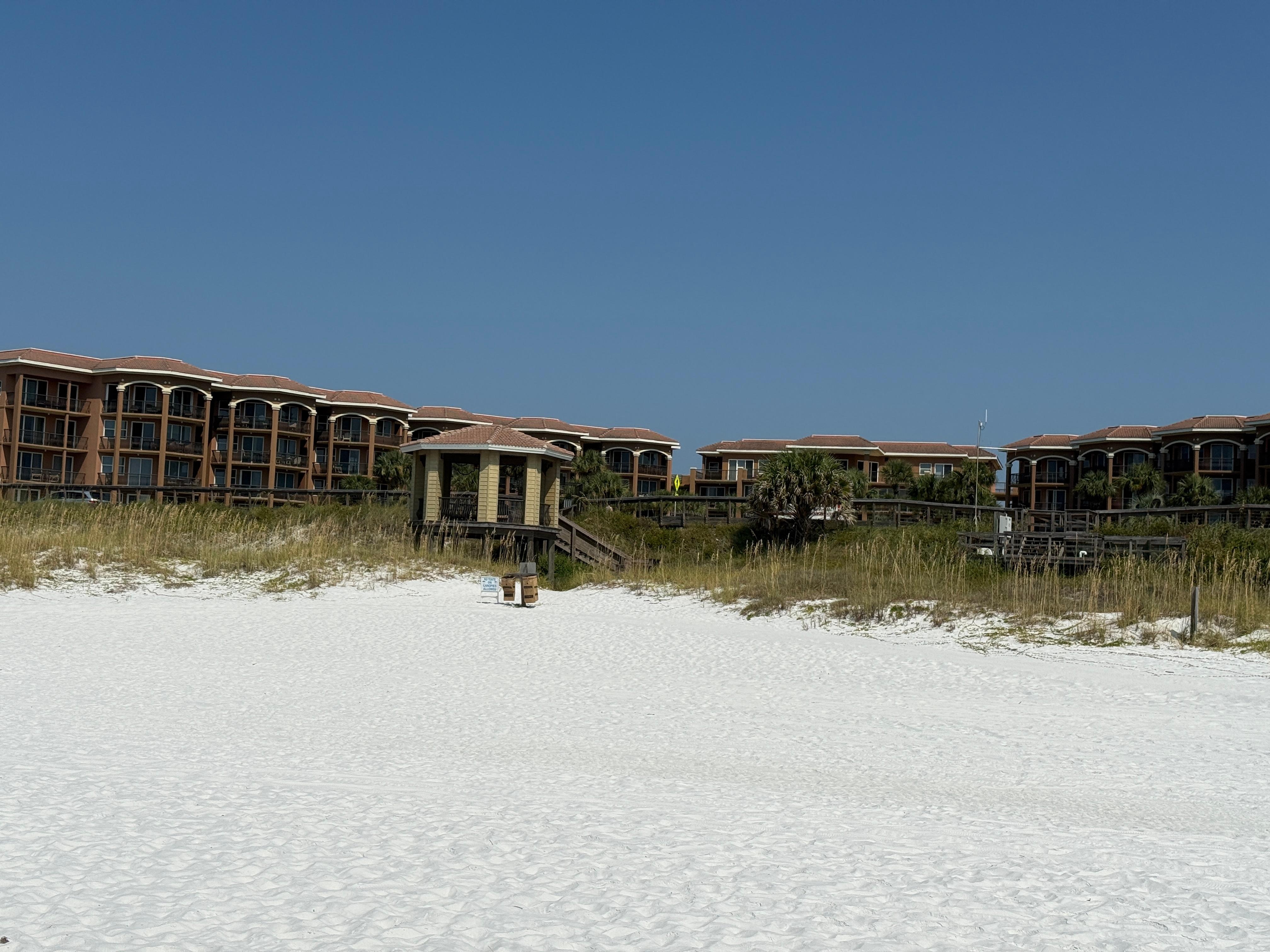 Looking back from the beach