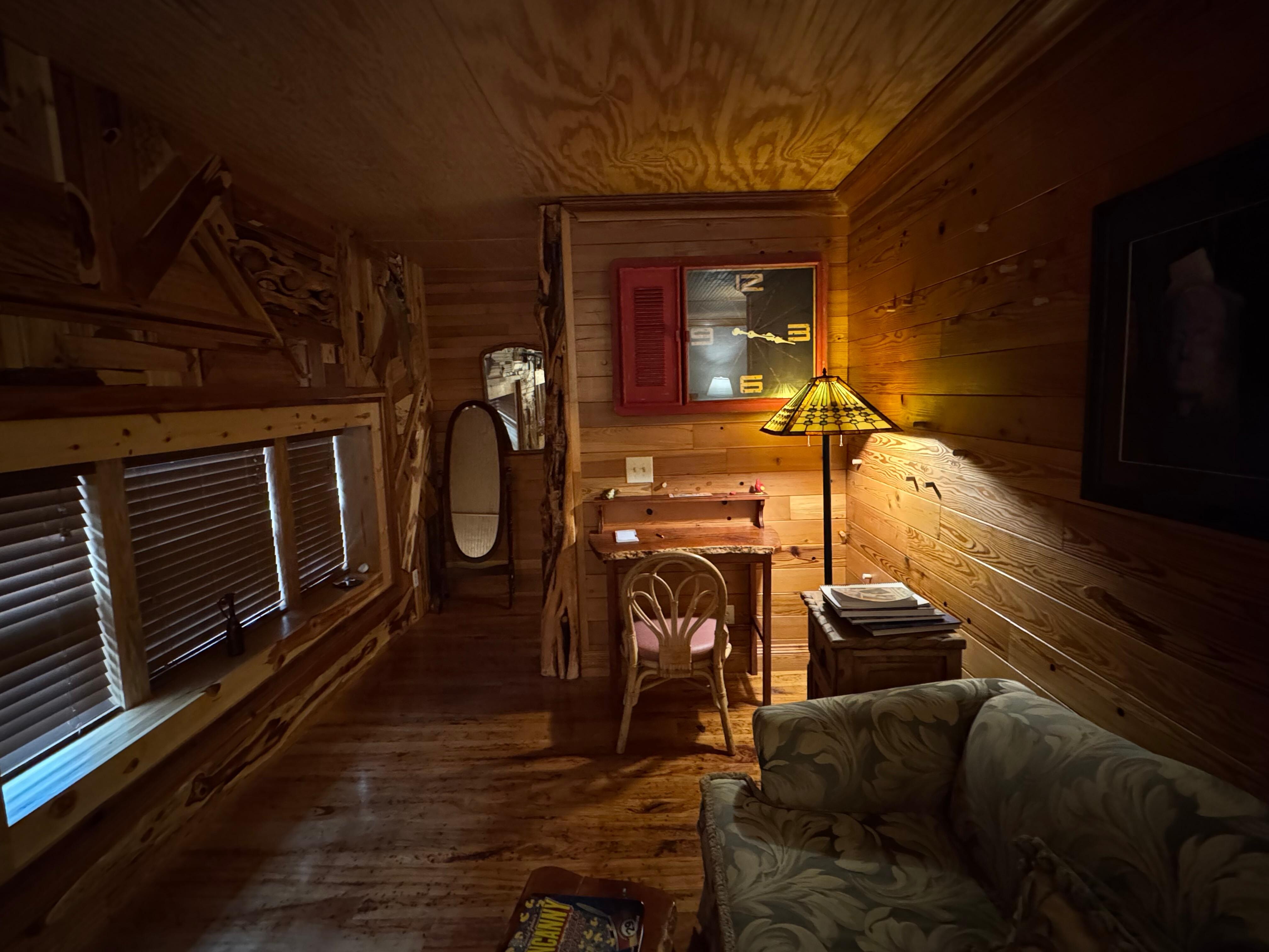 View toward the seating area from the bed