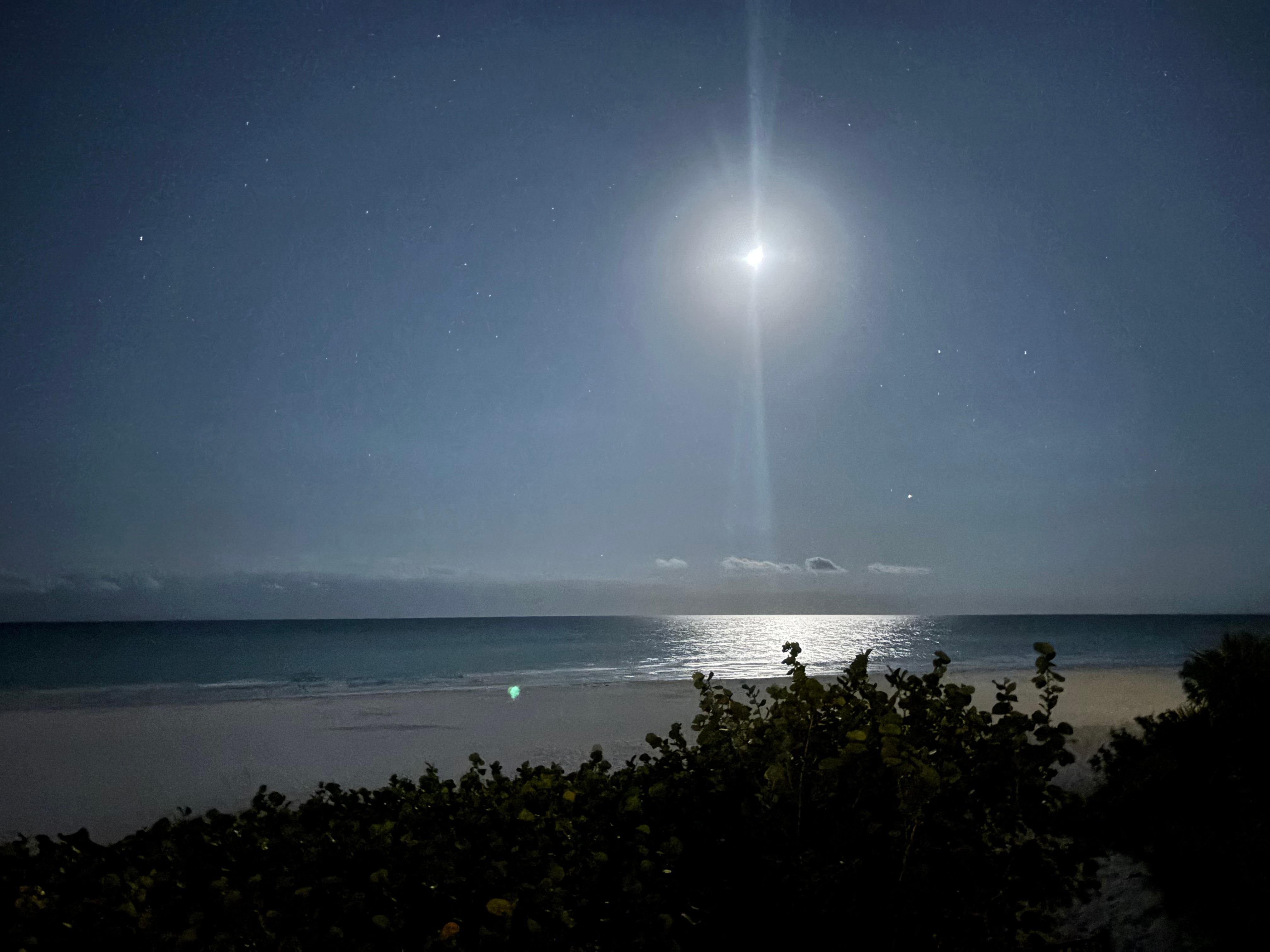 A beautiful moonlit night. The view from our balcony.  