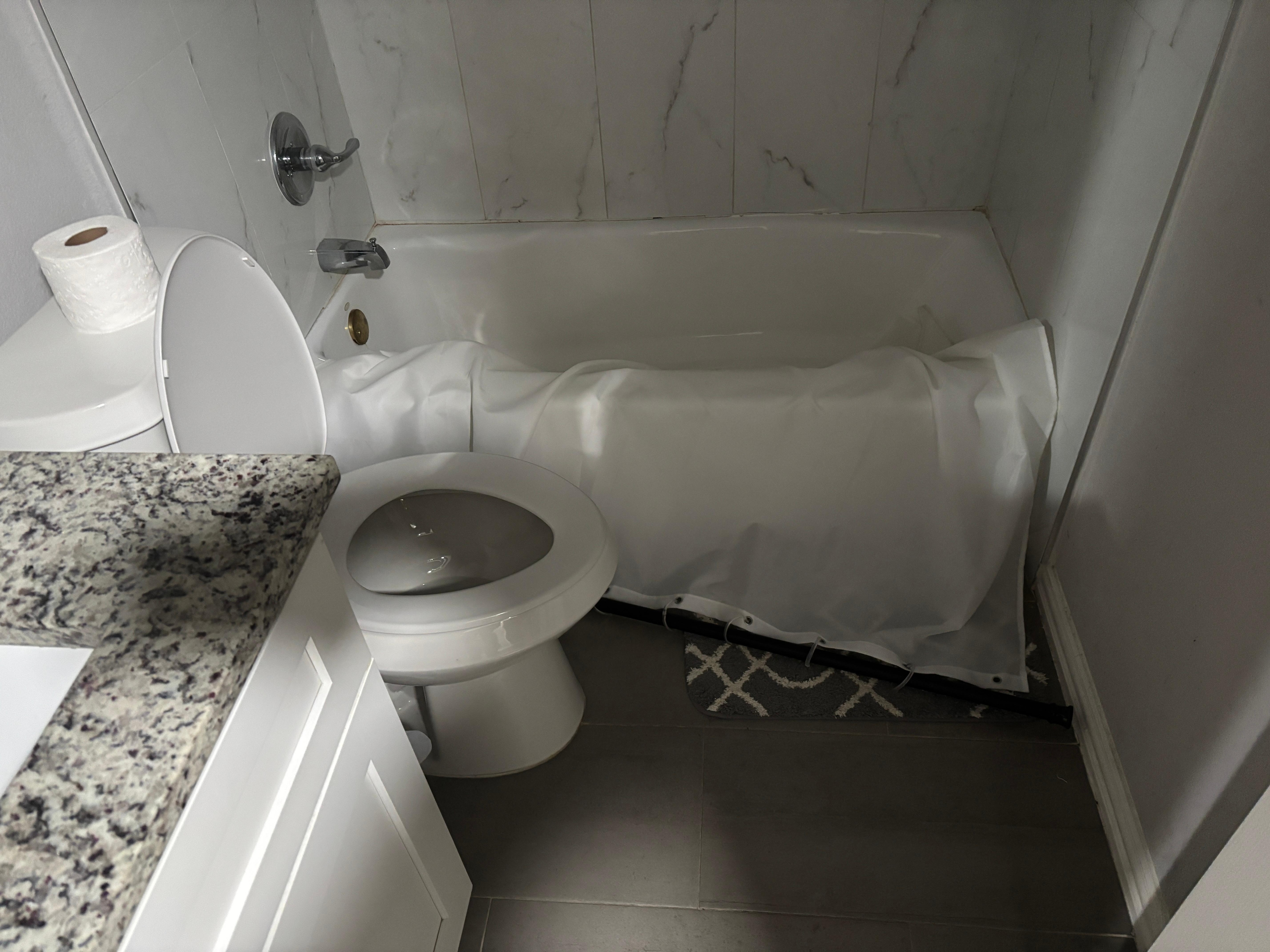 Shower curtain just on the ground when we checked in and will not stay up. Lots of mold under the sink. The previous people who stayed also left us some of their hair in the bathrooms that weren’t cleaned before we arrived. 